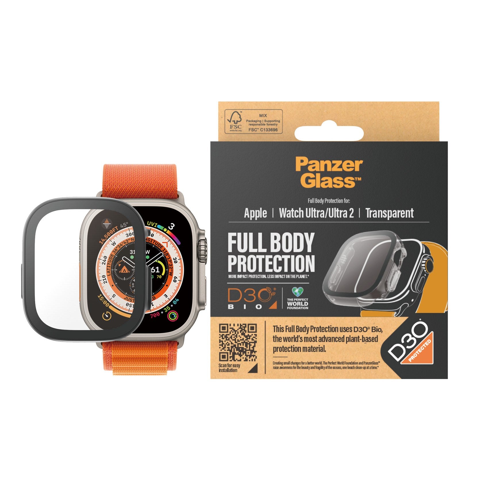 PanzerGlass® Full Body Transparent w. D3O® Apple Watch Ultra | Ultra 2 | 49mm
