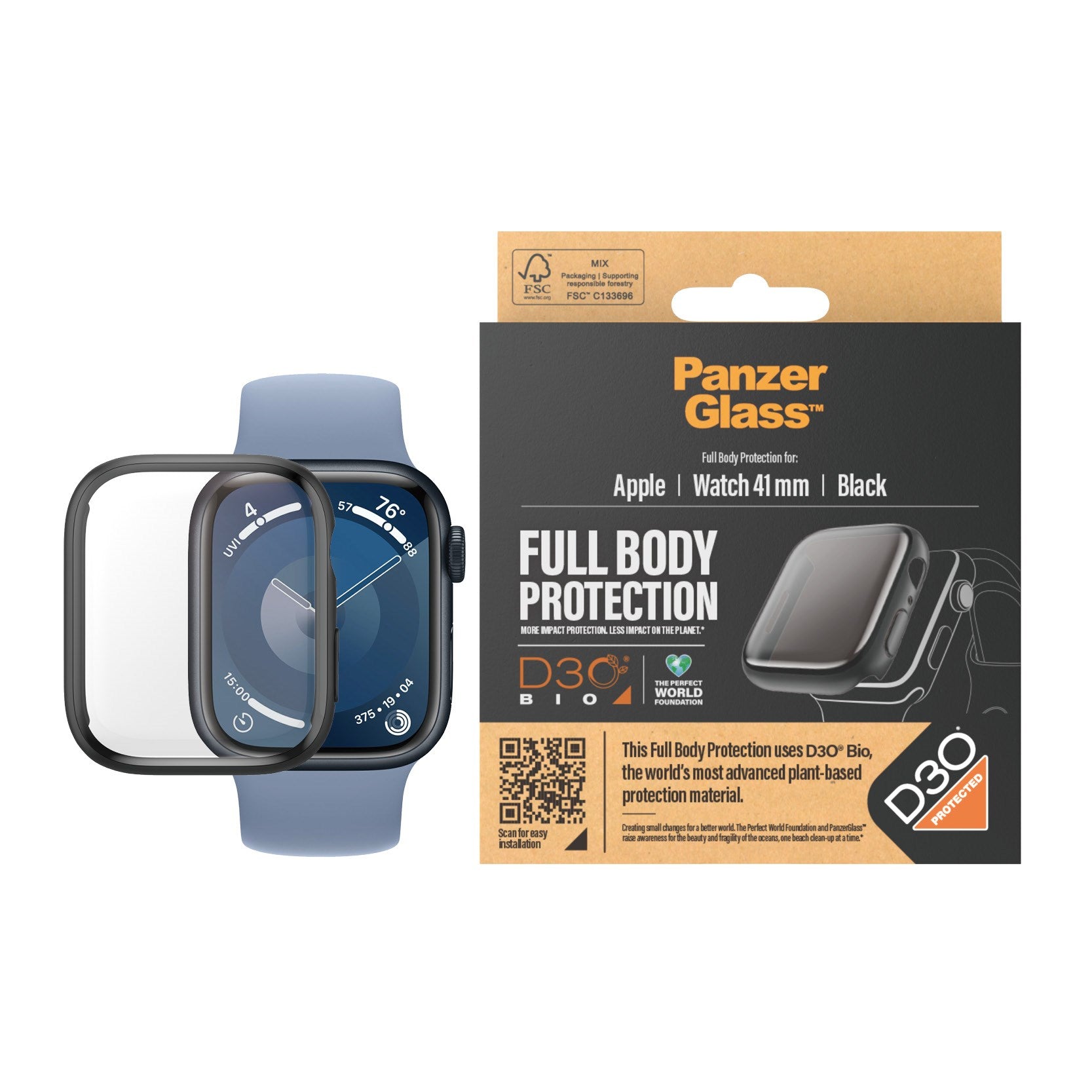 PanzerGlass® Full Body Black w. D3O® Apple Watch Series 9 | 41mm