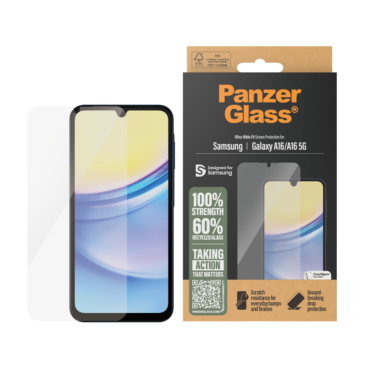 PanzerGlass® Screen Protector Samsung Galaxy A16 | A16 5G | Ultra-Wide Fit w. EasyAligner