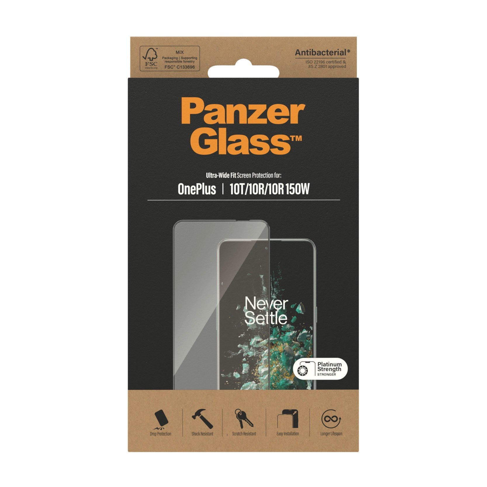 PanzerGlass® Screen Protector OnePlus 10T | 10R | 10R | 150W | Ultra-Wide Fit | Black