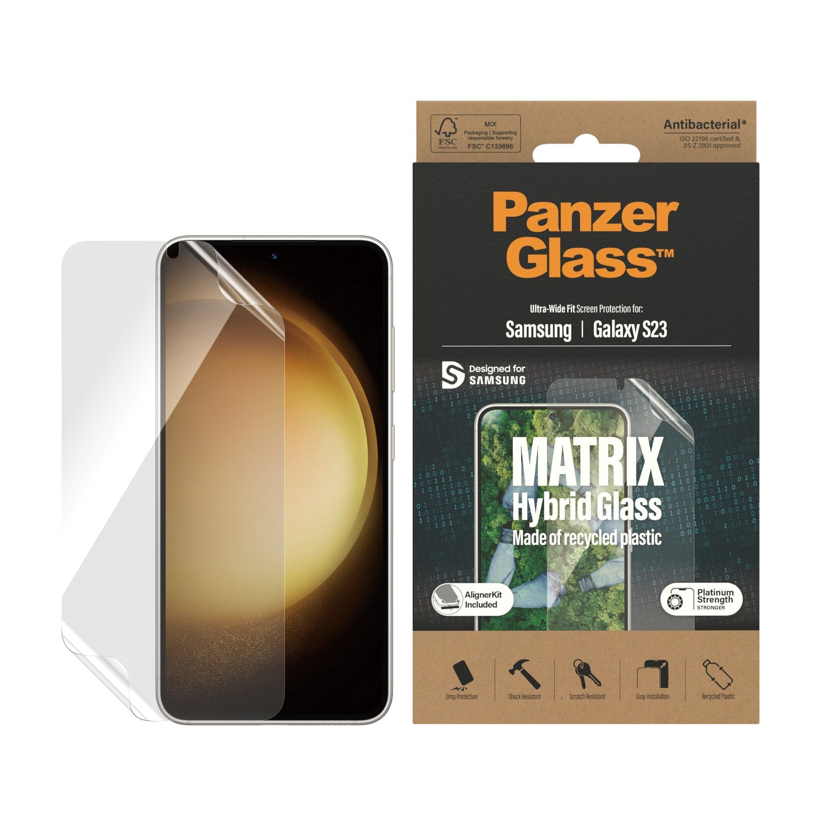 PanzerGlass® ECO MATRIX Screen Protector Samsung Galaxy S23 | Ultra-Wide Fit w. AlignerKit