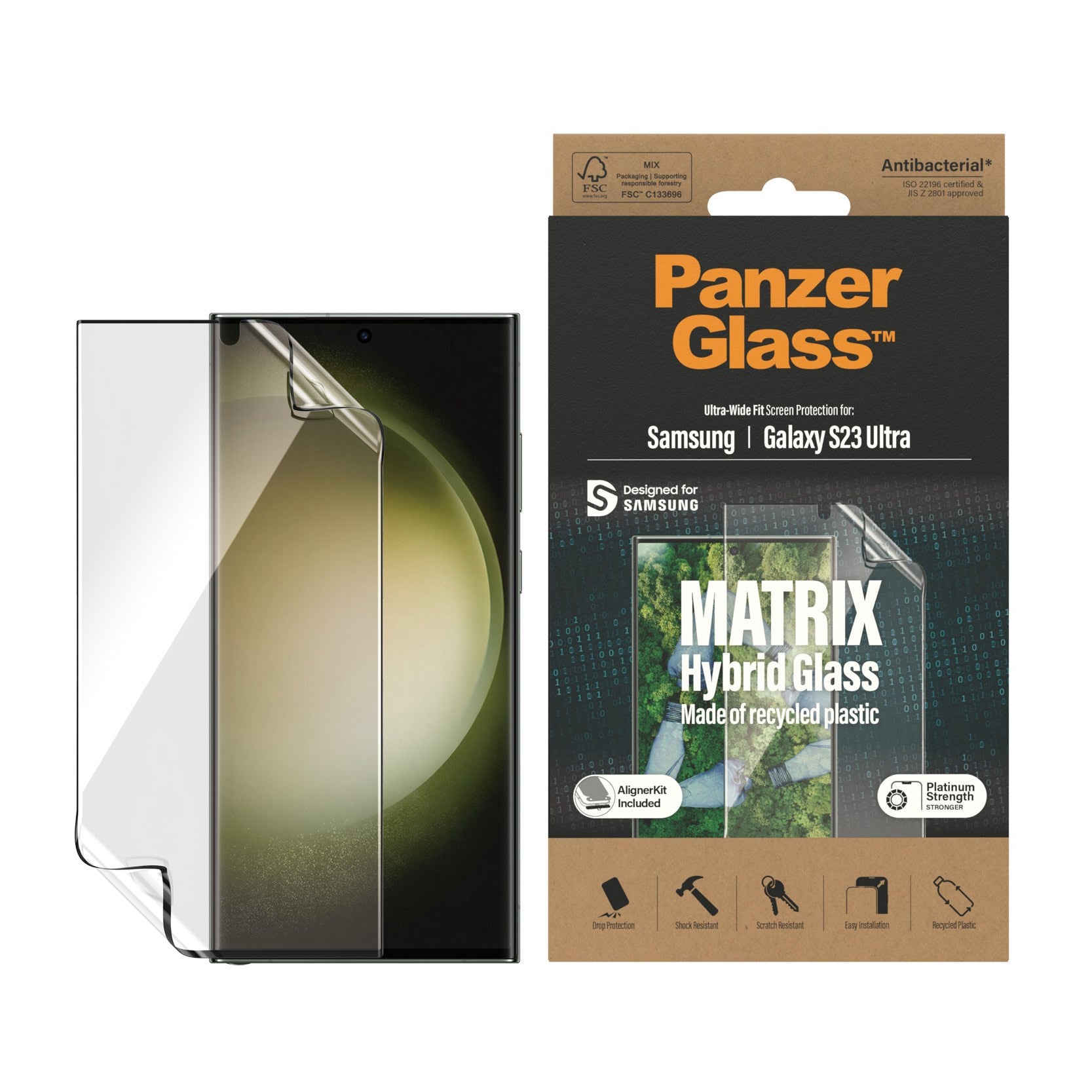 PanzerGlass® ECO MATRIX Screen Protector Samsung Galaxy S23 Ultra | Ultra-Wide Fit w. AlignerKit