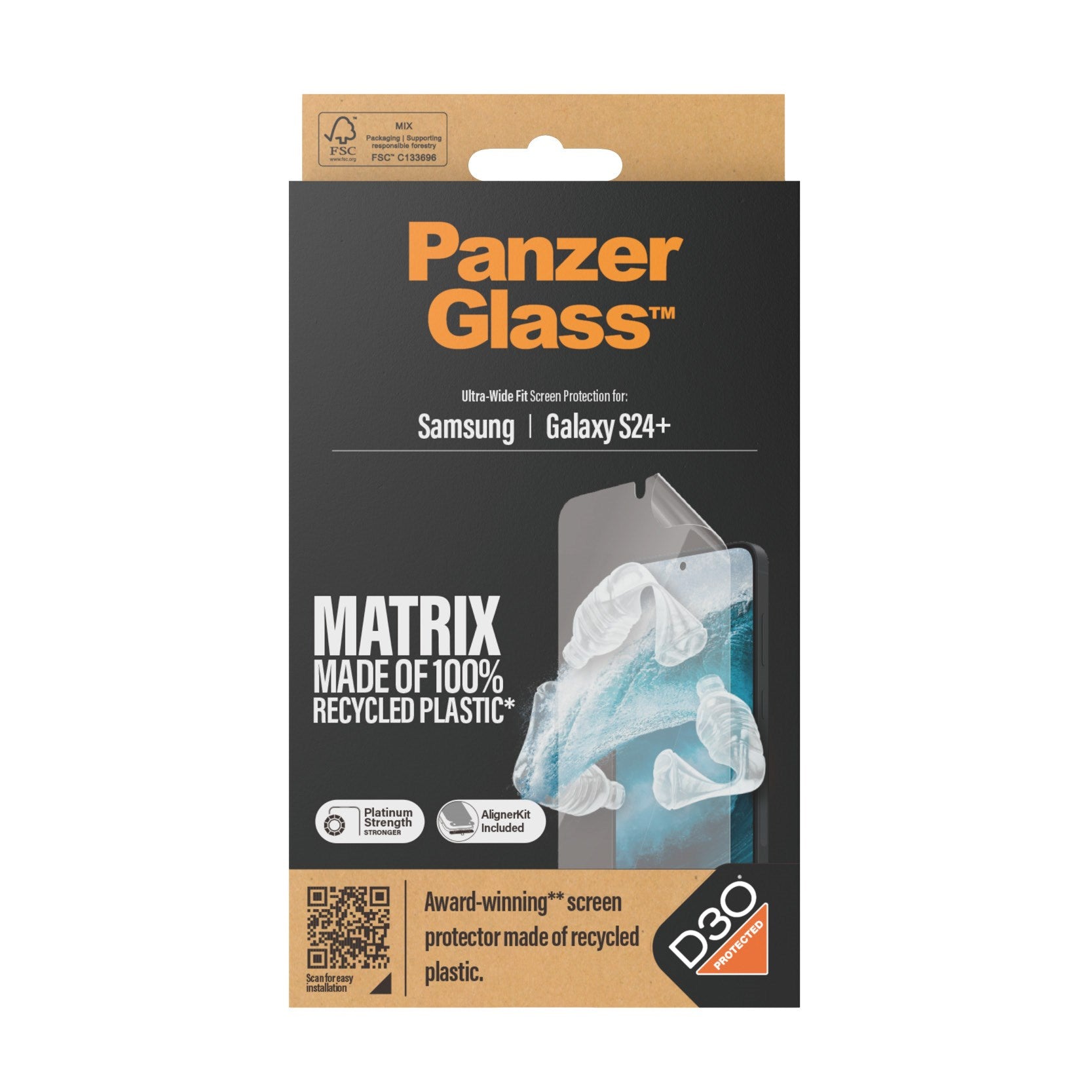 PanzerGlass® ECO MATRIX Screen Protector with D3O® Samsung Galaxy S24+ | Ultra-Wide Fit w. AlignerKit