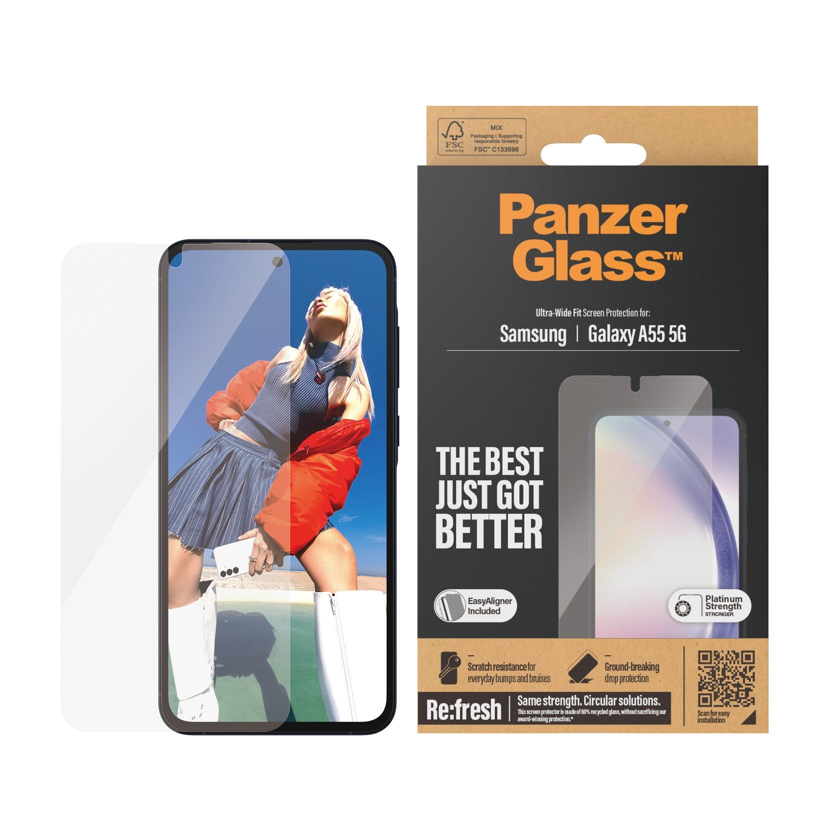PanzerGlass® Screen Protector Samsung Galaxy A55 5G | Ultra-Wide Fit w. EasyAligner