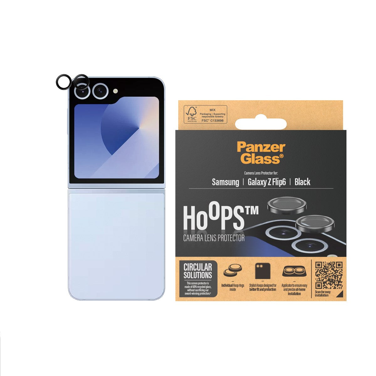 PanzerGlass® Hoops® Camera Lens Protector Black Samsung Galaxy Z Flip6