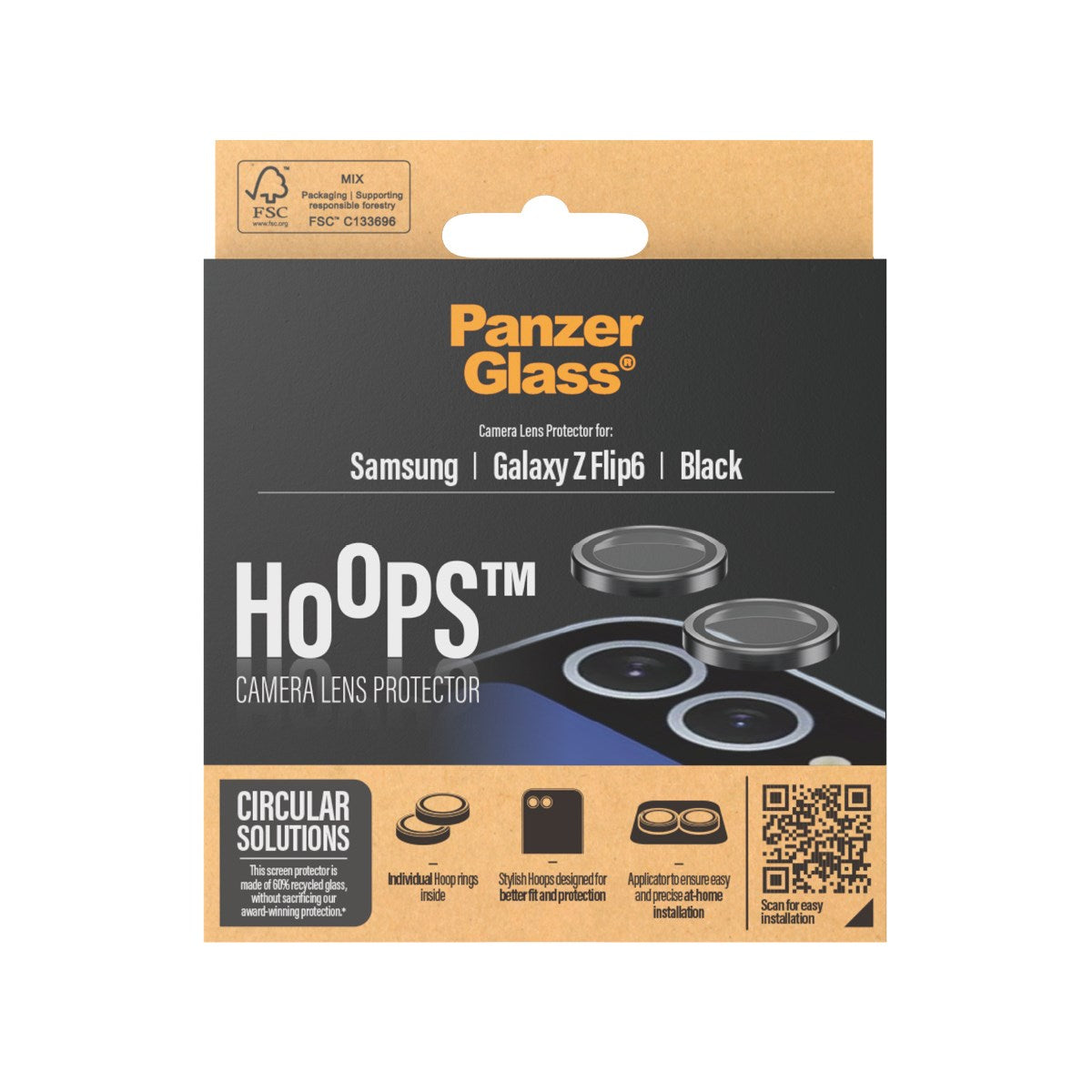 PanzerGlass® Hoops® Camera Lens Protector Black Samsung Galaxy Z Flip6