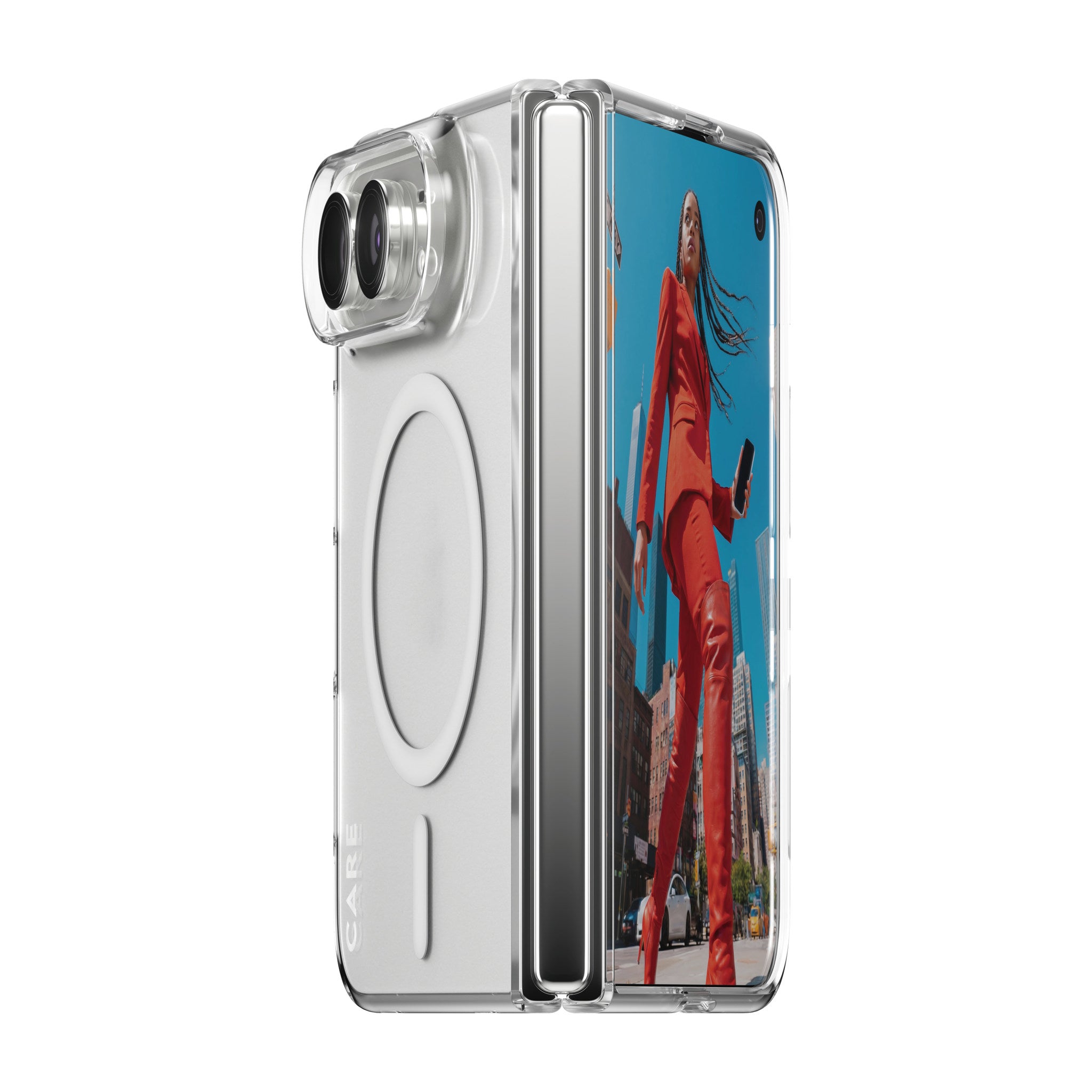 CARE™ by PanzerGlass® SL1M Case Transparent w. White MagSafe iPhone 2026 Fold