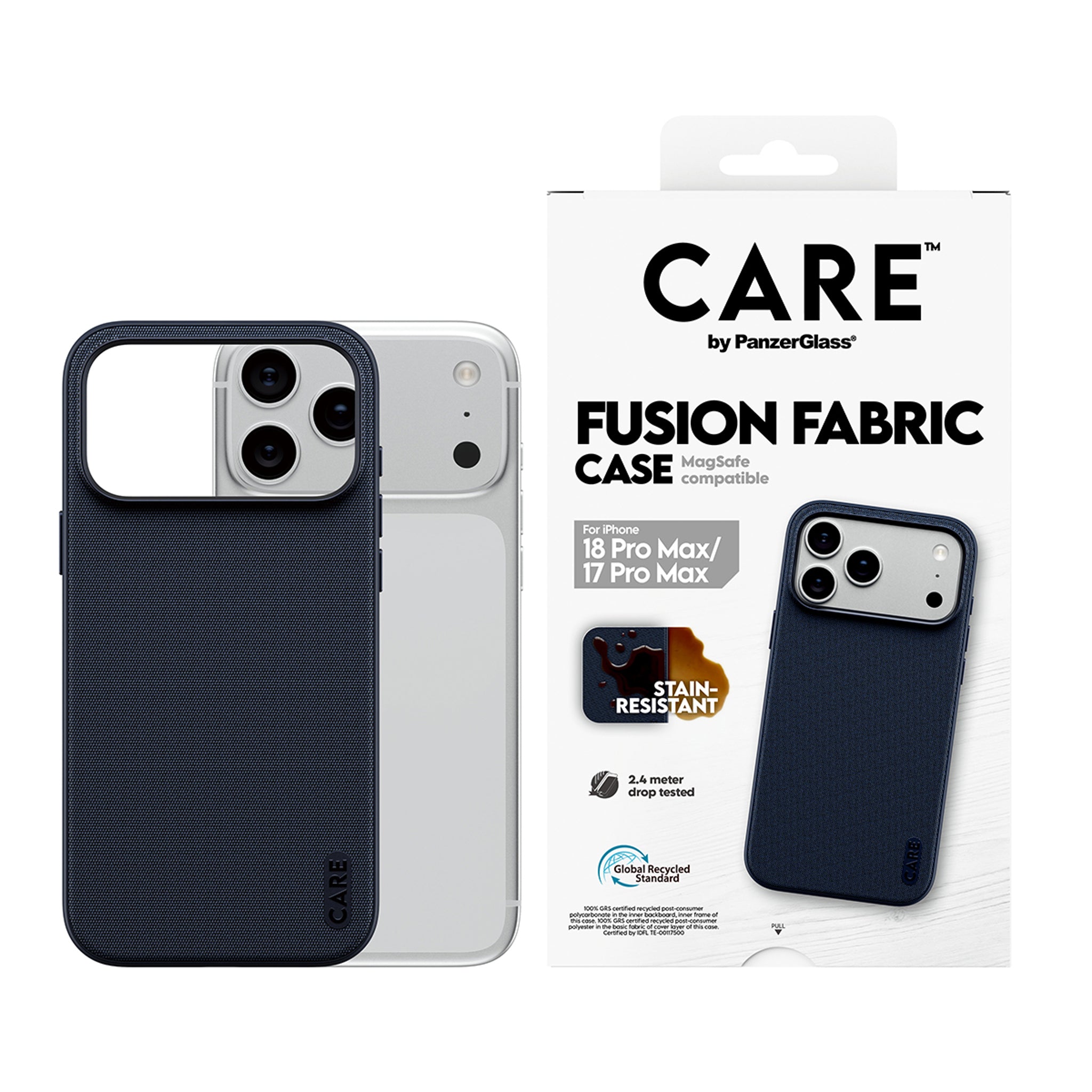 CARE™ by PanzerGlass® Fusion Fabric Case Blue w. MagSafe iPhone 18 Pro Max | 17 Pro Max