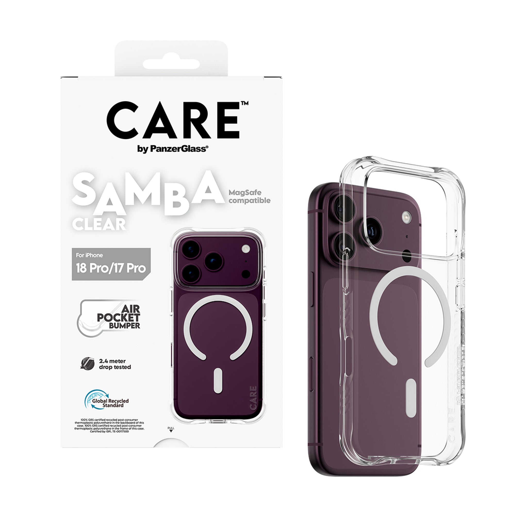 CARE™ by PanzerGlass® Samba Case Transparent w. White MagSafe iPhone 18 Pro | 17 Pro