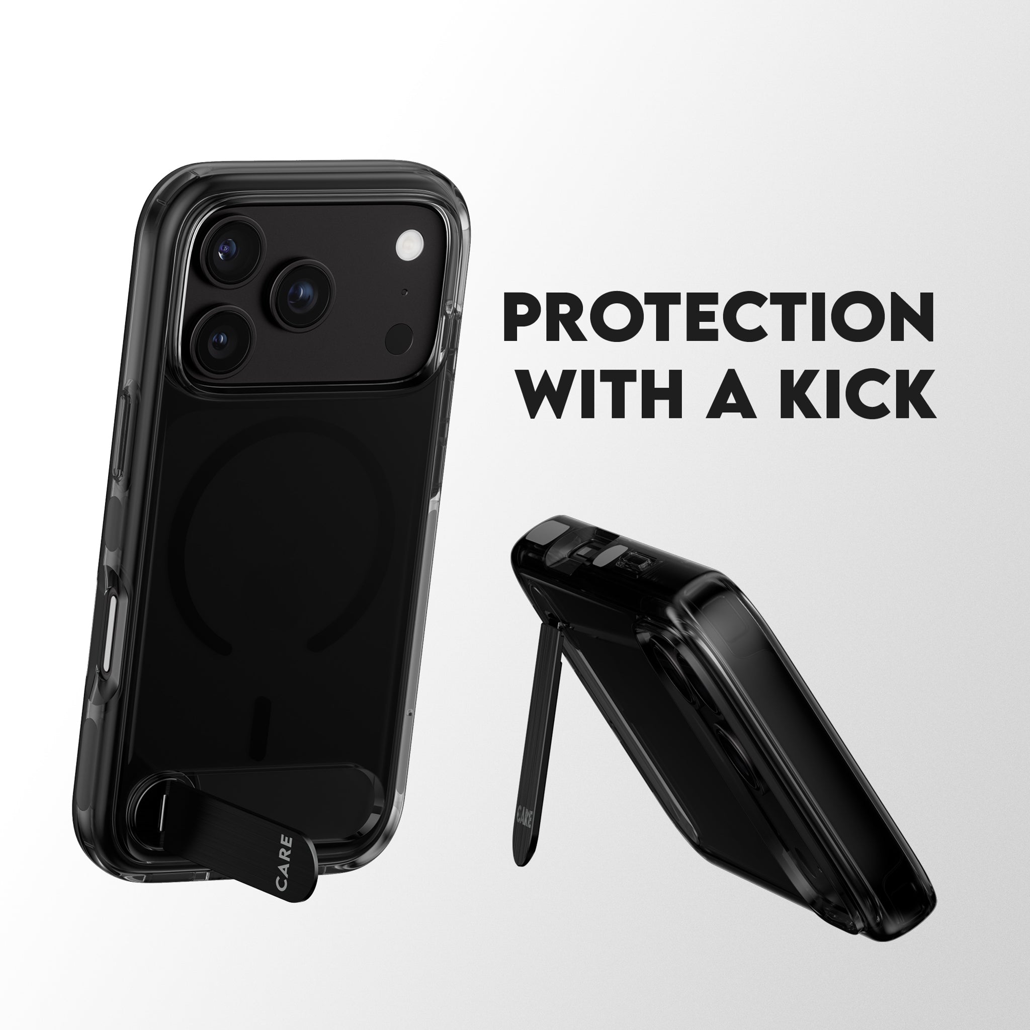 CARE™ by PanzerGlass® Kickstand Case Smokey w. Black MagSafe iPhone 18 Pro | 17 Pro