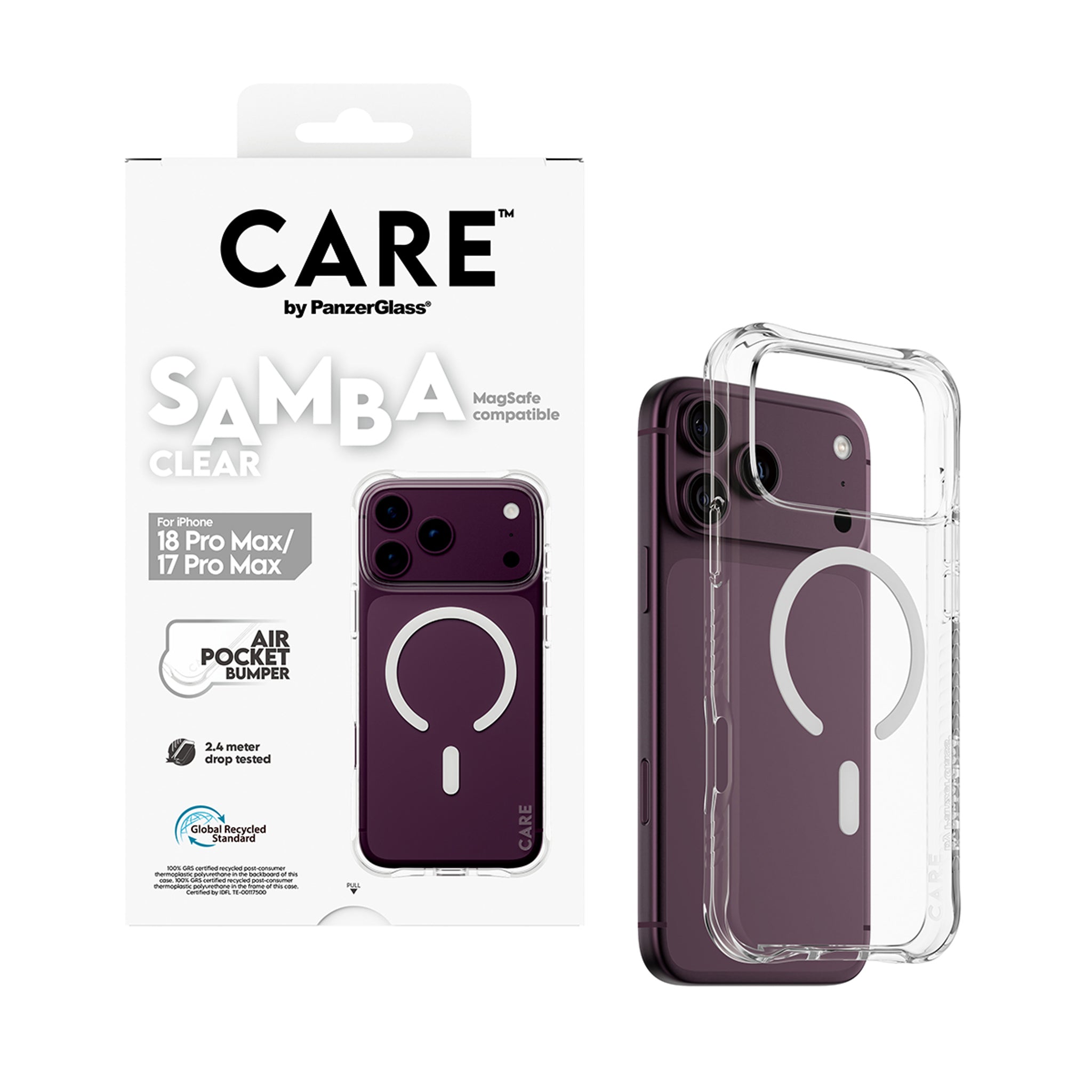 CARE™ by PanzerGlass® Samba Case Transparent w. White MagSafe iPhone 18 Pro Max | 17 Pro Max