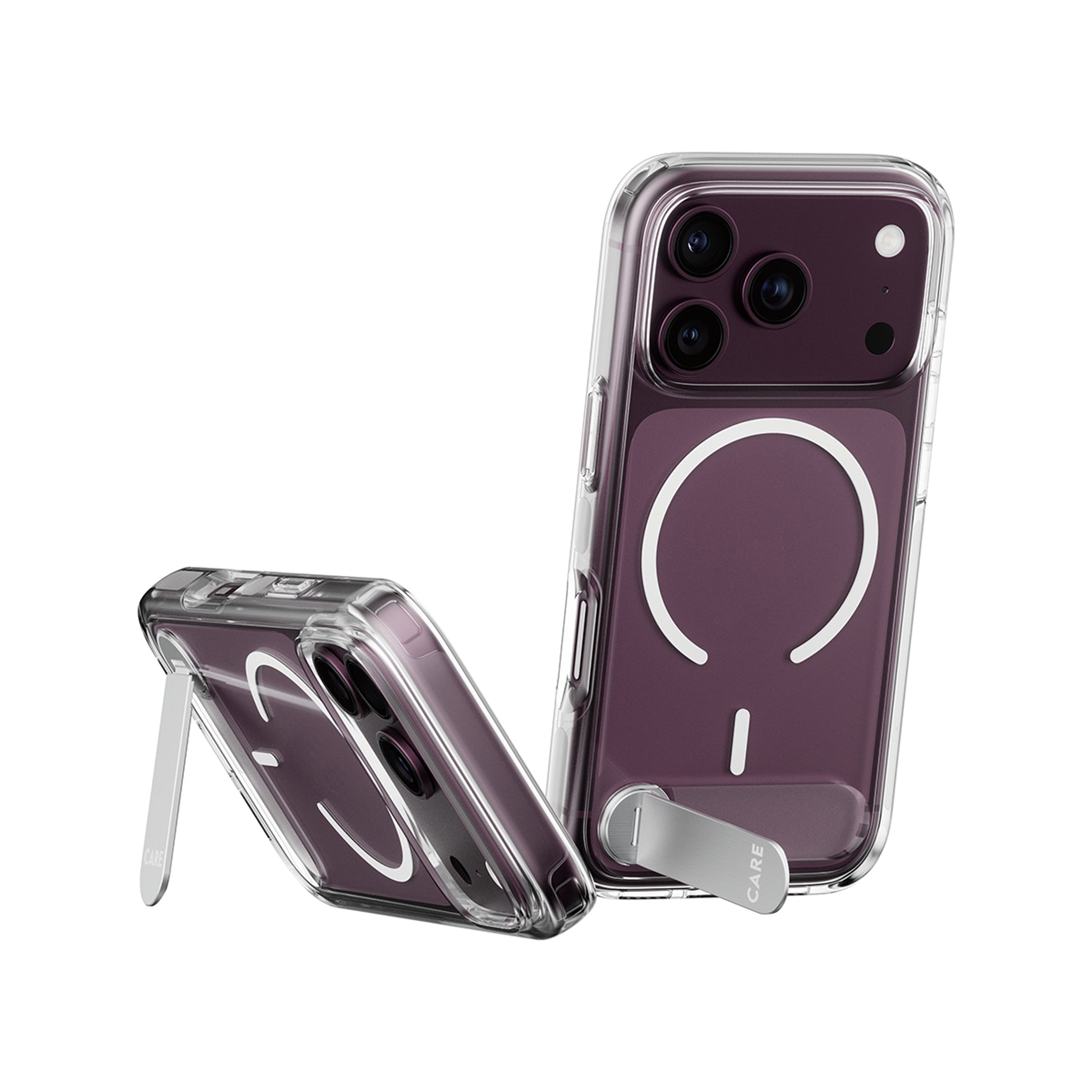 CARE™ by PanzerGlass® Kickstand Case Transparent w. White MagSafe iPhone 18 Pro | 17 Pro