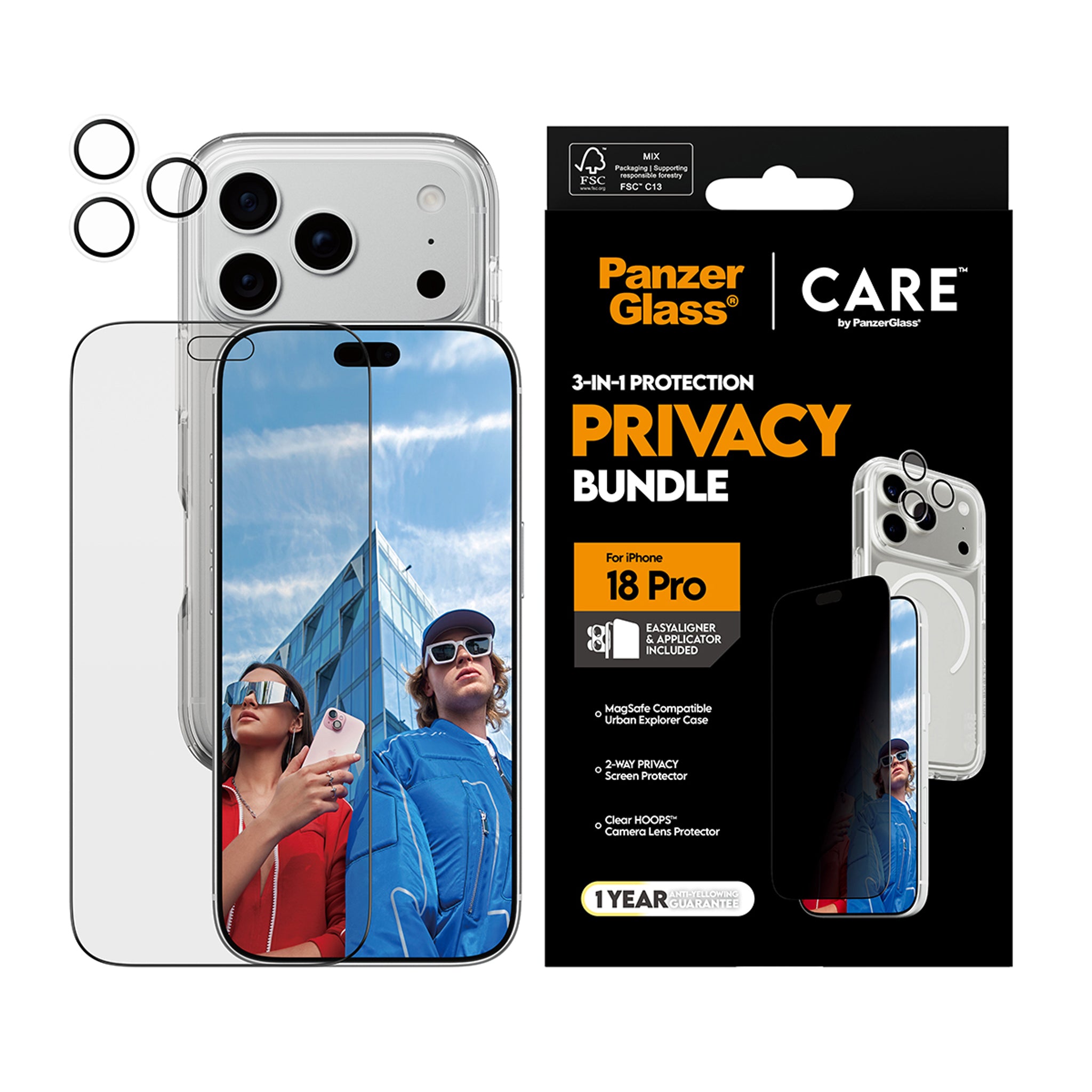 PanzerGlass® | CARE™ by PanzerGlass® Privacy Flagship 3-in-1 Bundle iPhone 18 Pro