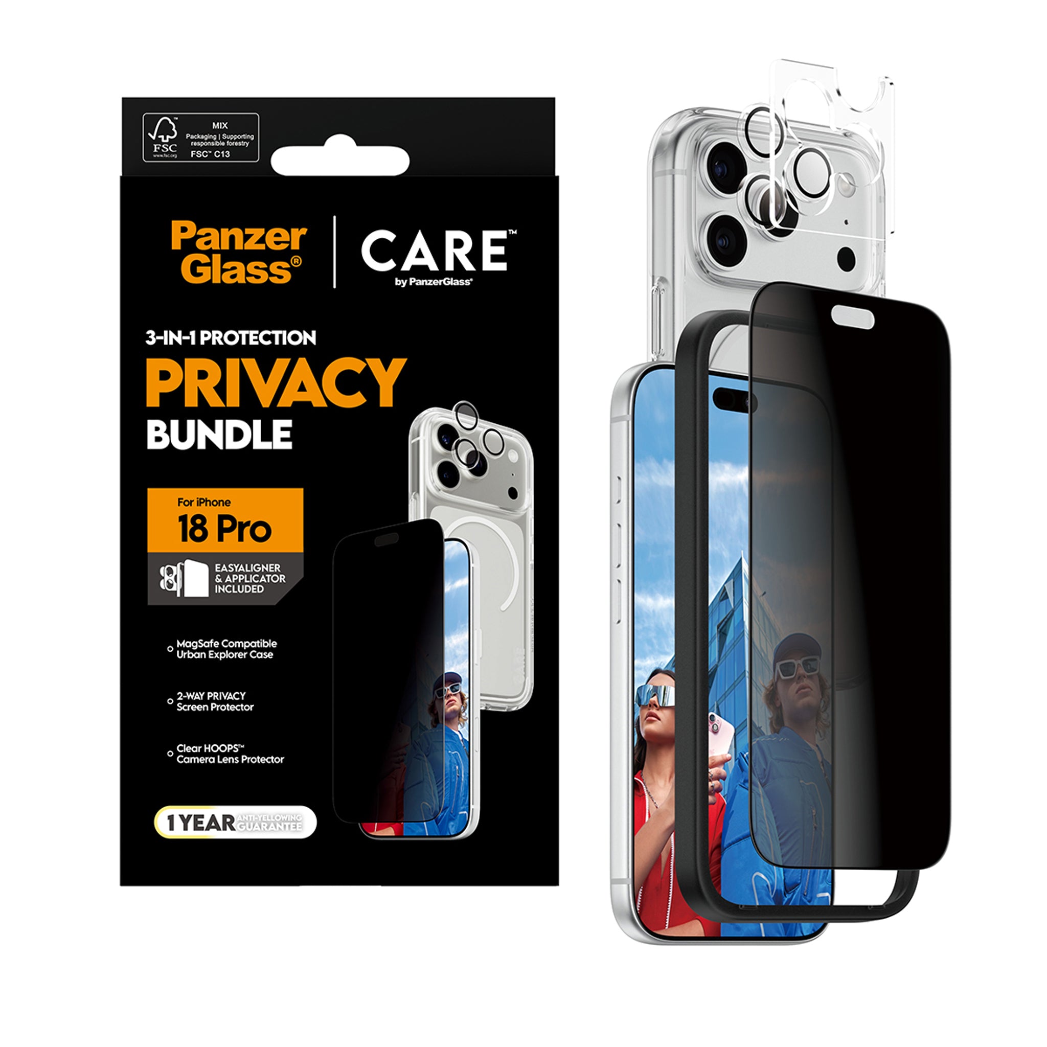 PanzerGlass® | CARE™ by PanzerGlass® Privacy Flagship 3-in-1 Bundle iPhone 18 Pro