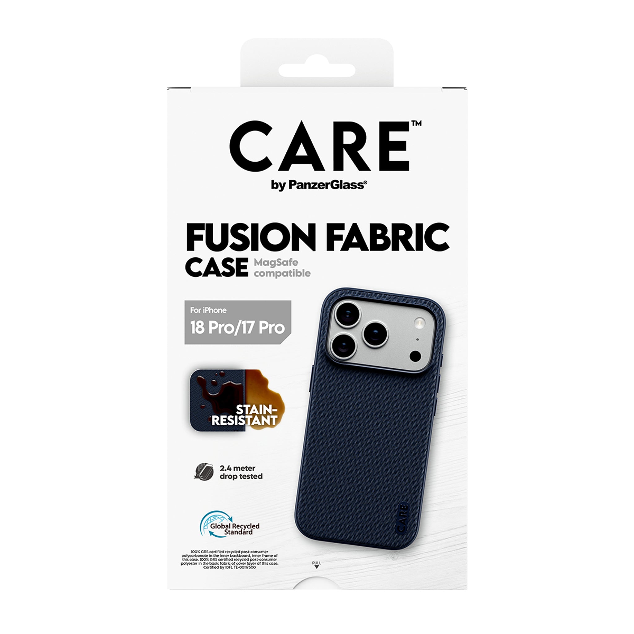 CARE™ by PanzerGlass® Fusion Fabric Case Blue w. MagSafe iPhone 18 Pro | 17 Pro