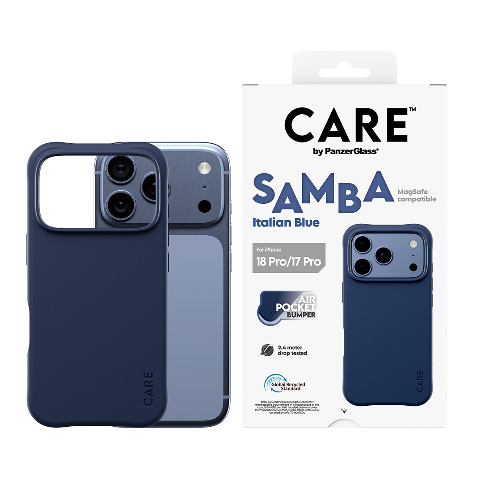 CARE™ by PanzerGlass® Samba Case Italian Blue w. MagSafe iPhone 18 Pro | 17 Pro