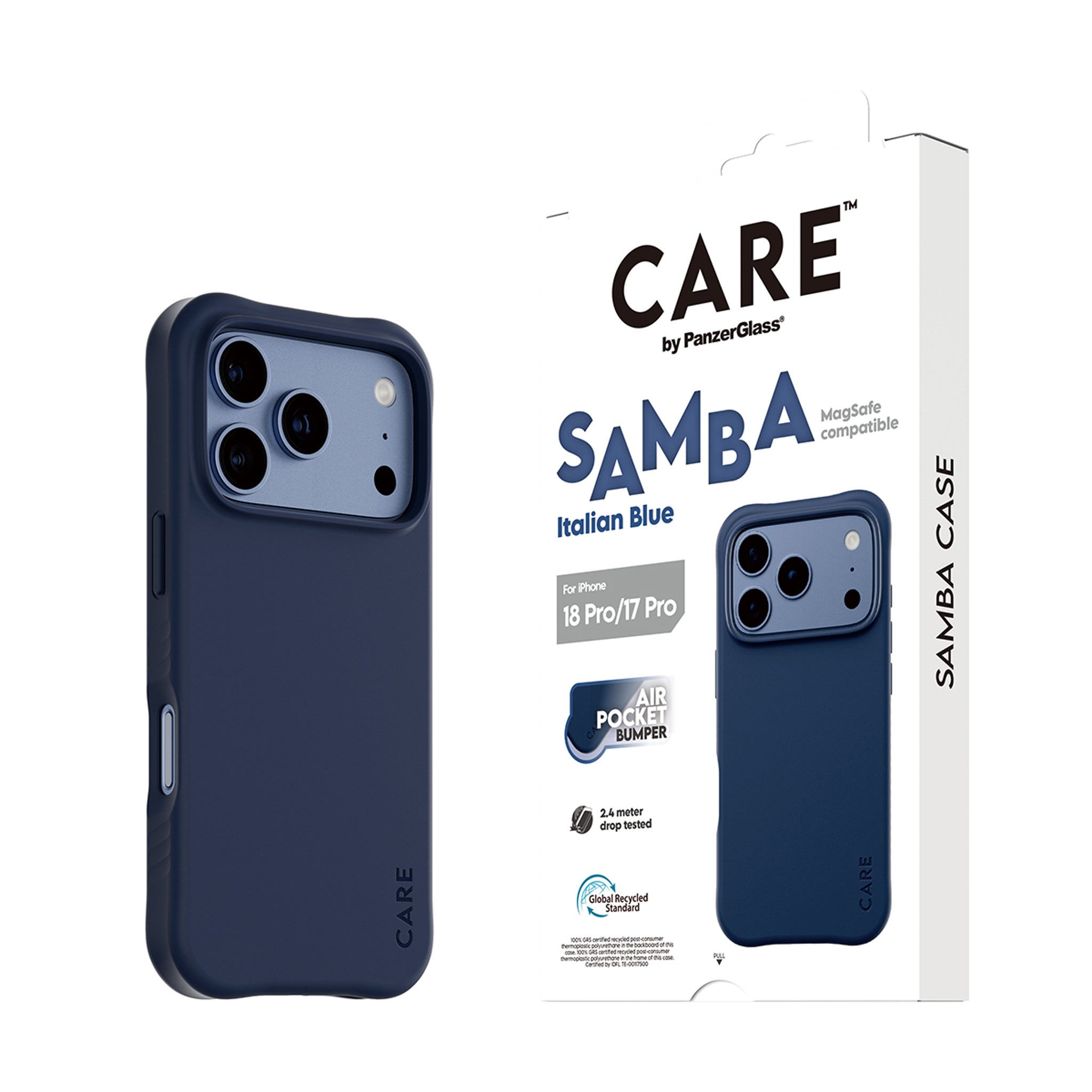 CARE™ by PanzerGlass® Samba Case Italian Blue w. MagSafe iPhone 18 Pro | 17 Pro