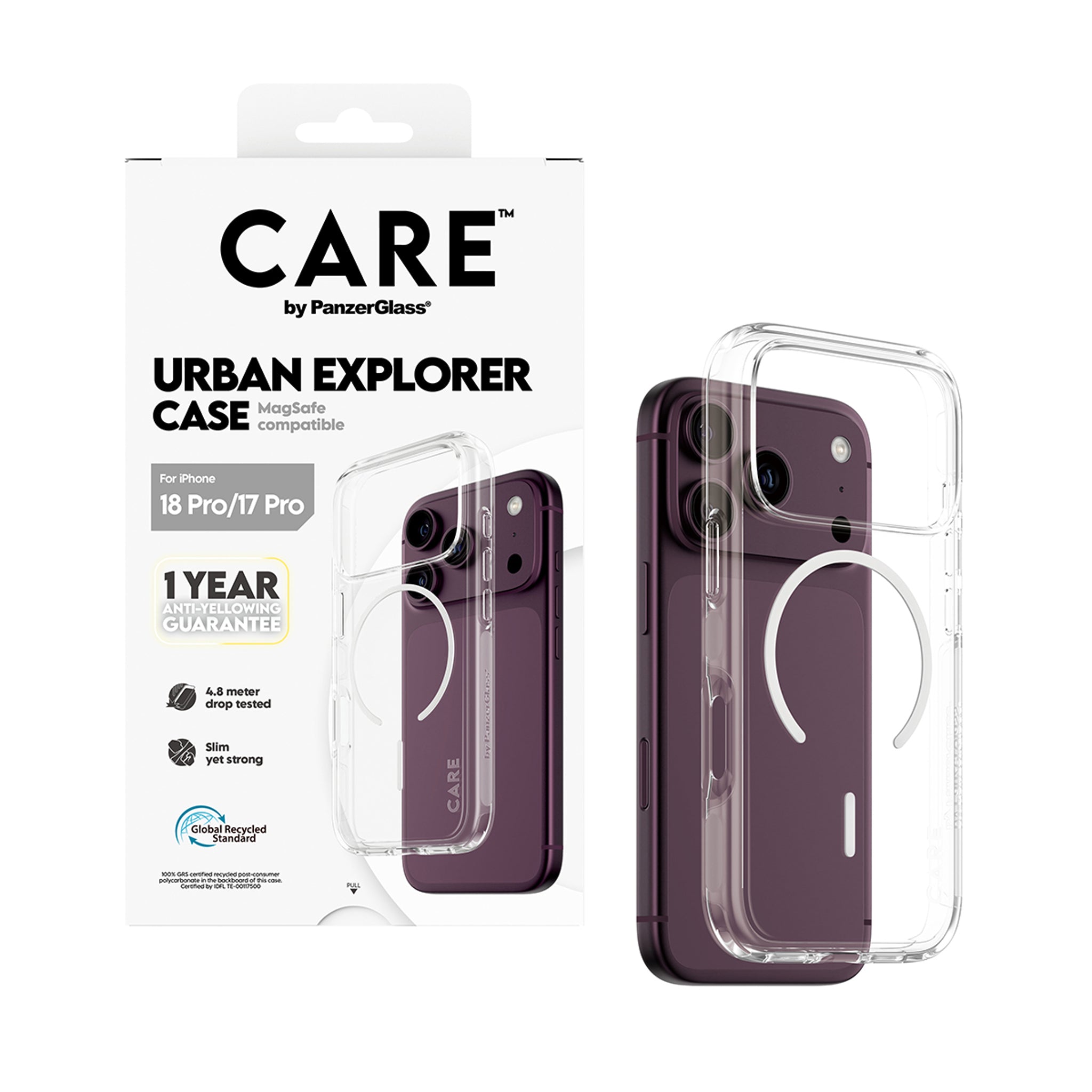 CARE™ by PanzerGlass® Urban Explorer Case Transparent w. White MagSafe iPhone 18 Pro | 17 Pro