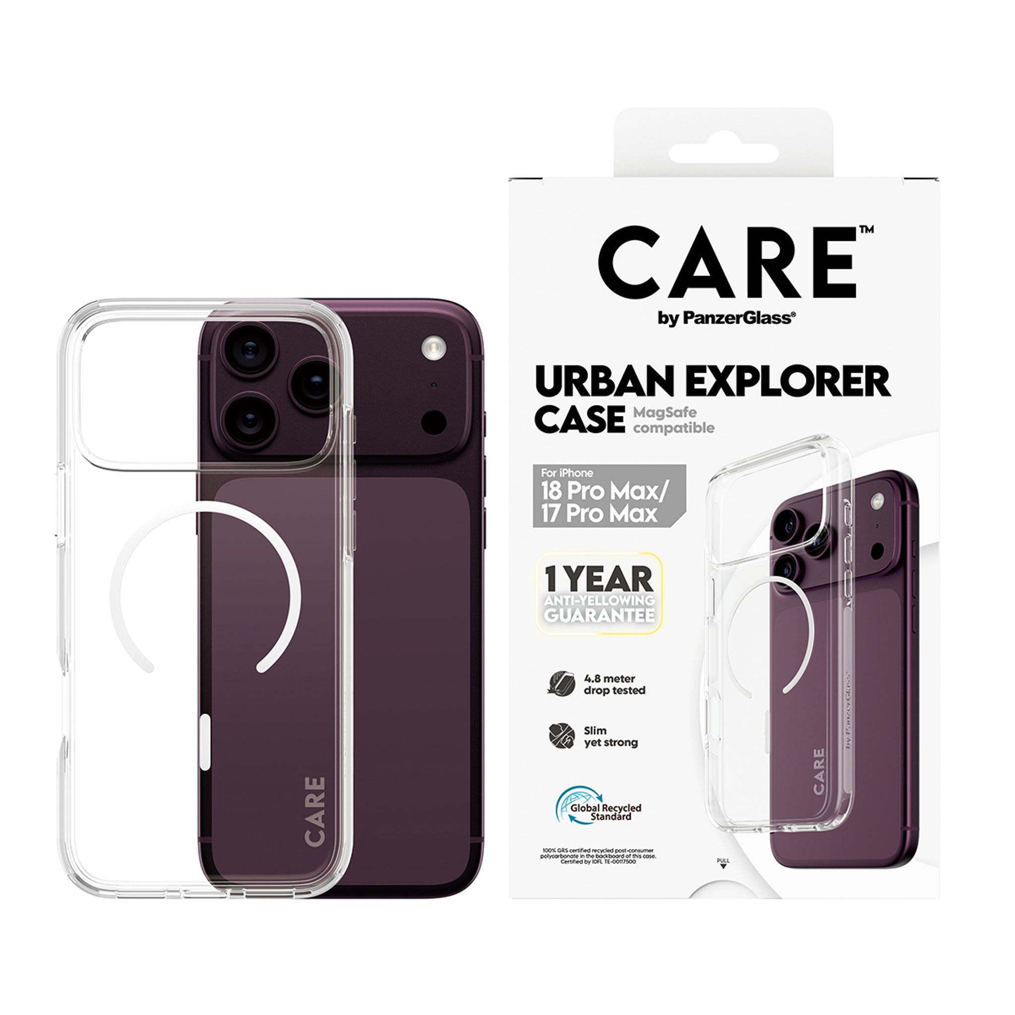 CARE™ by PanzerGlass® Urban Explorer Case Transparent w. White Magsafe iPhone 18 Pro Max | 17 Pro Max