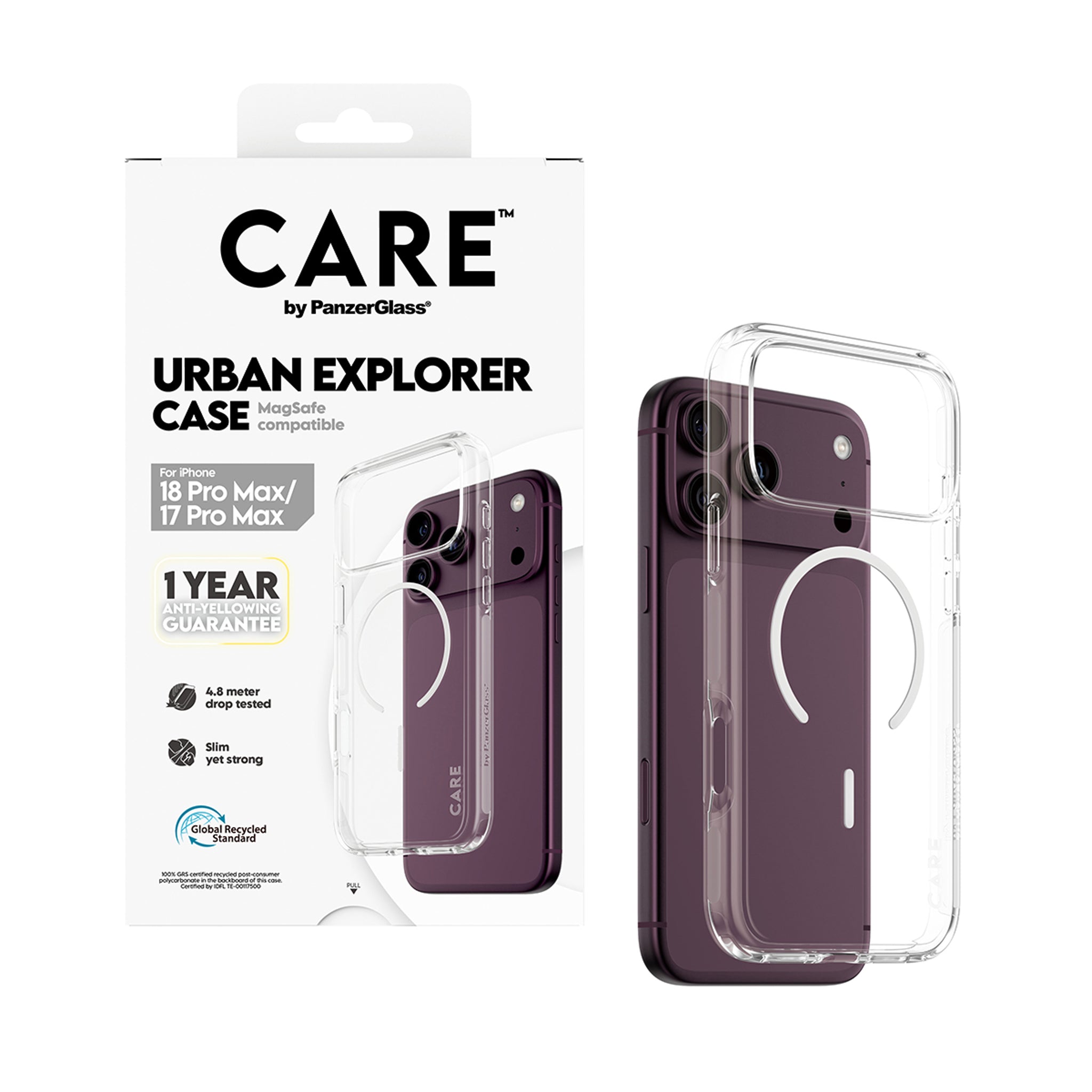 CARE™ by PanzerGlass® Urban Explorer Case Transparent w. White Magsafe iPhone 18 Pro Max | 17 Pro Max