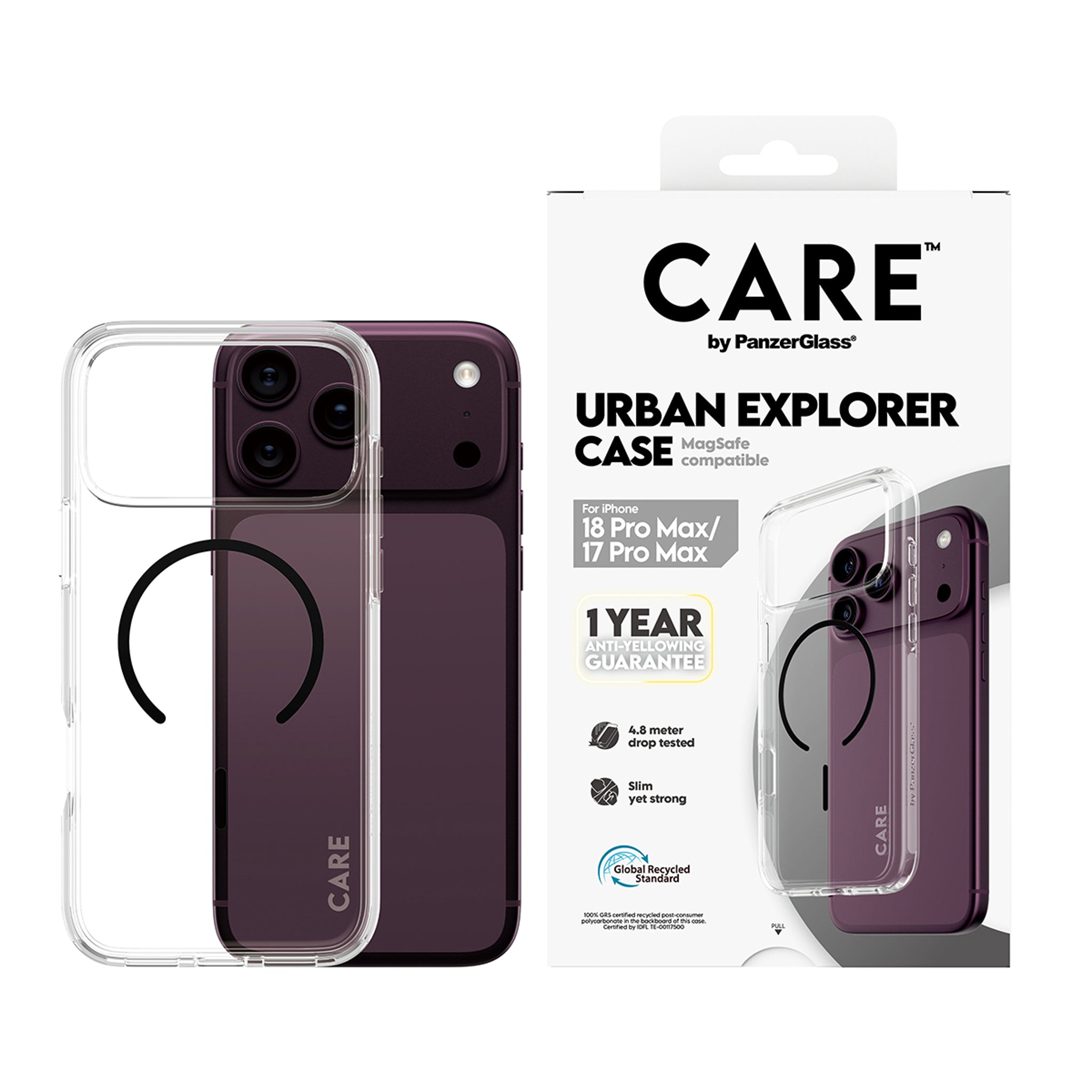 CARE™ by PanzerGlass® Urban Explorer Case Transparent w. Black MagSafe iPhone 18 Pro Max | 17 Pro Max