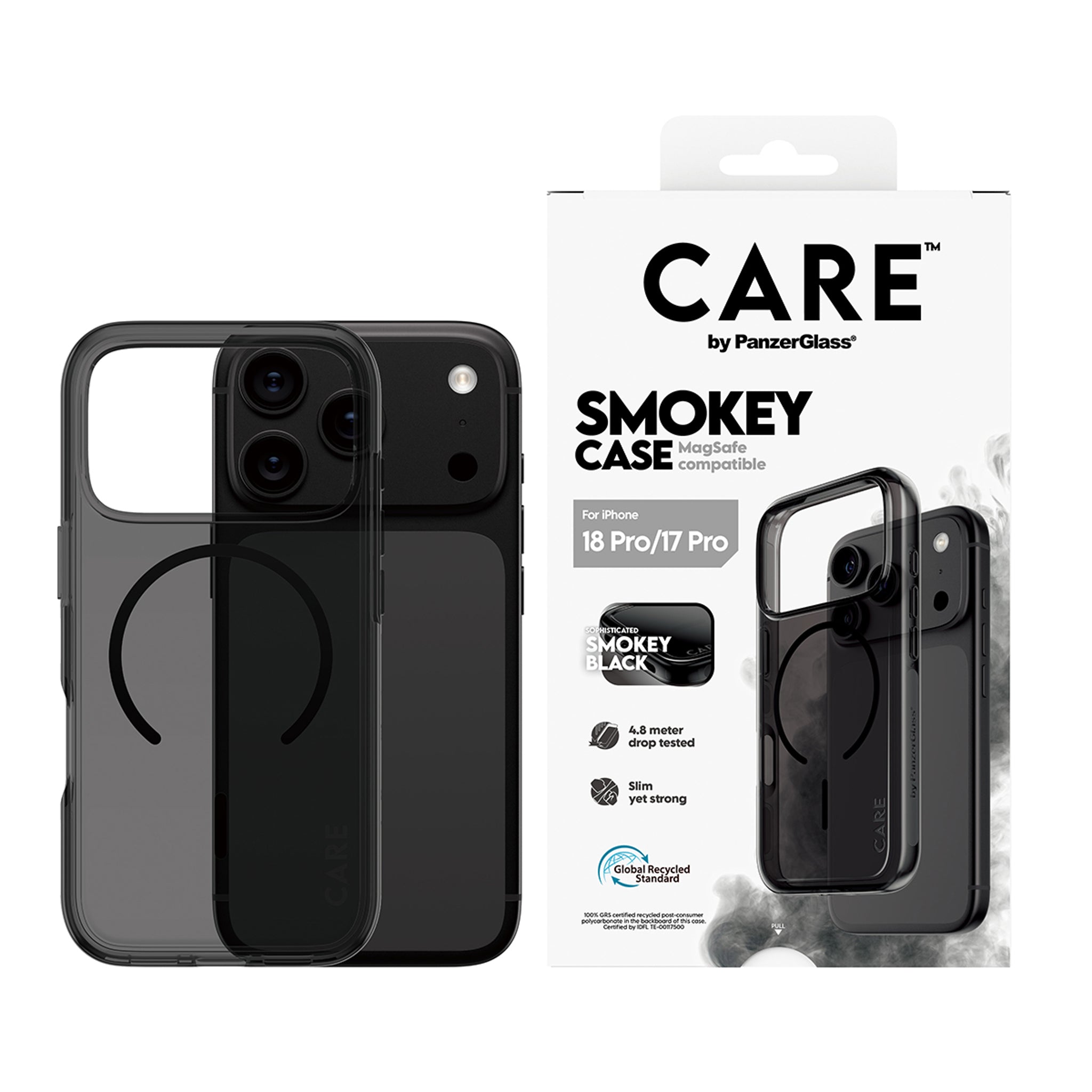 CARE™ by PanzerGlass® Smokey Case w. Black MagSafe iPhone 18 Pro | 17 Pro