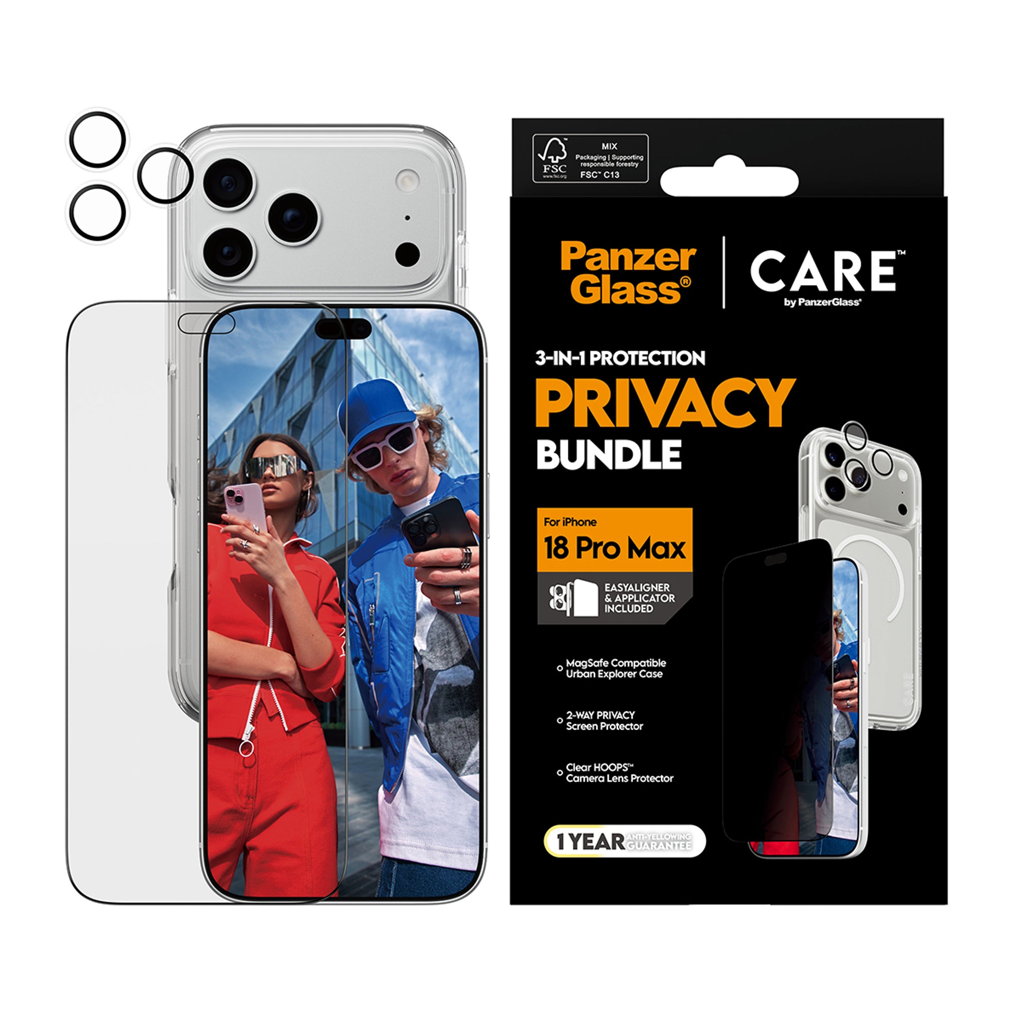 PanzerGlass® | CARE™ by PanzerGlass® Privacy Flagship 3-in-1 Bundle iPhone 18 Pro Max