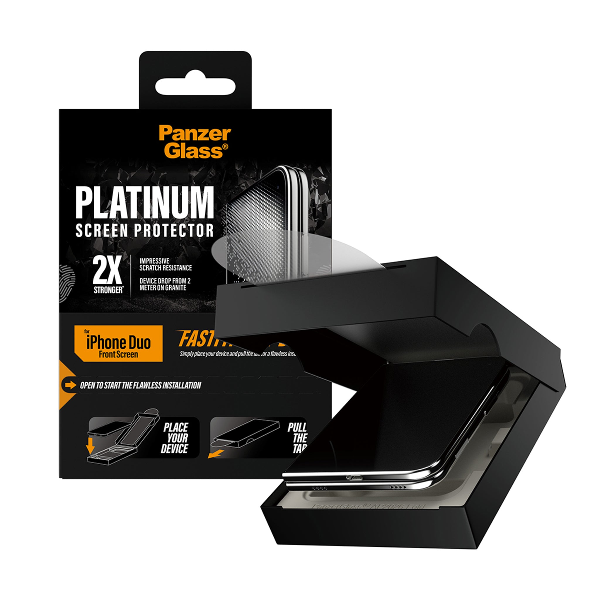 PanzerGlass® Platinum Front Screen Protector iPhone Duo | FRAME FIT w. FASTFIT IN-A-BOX