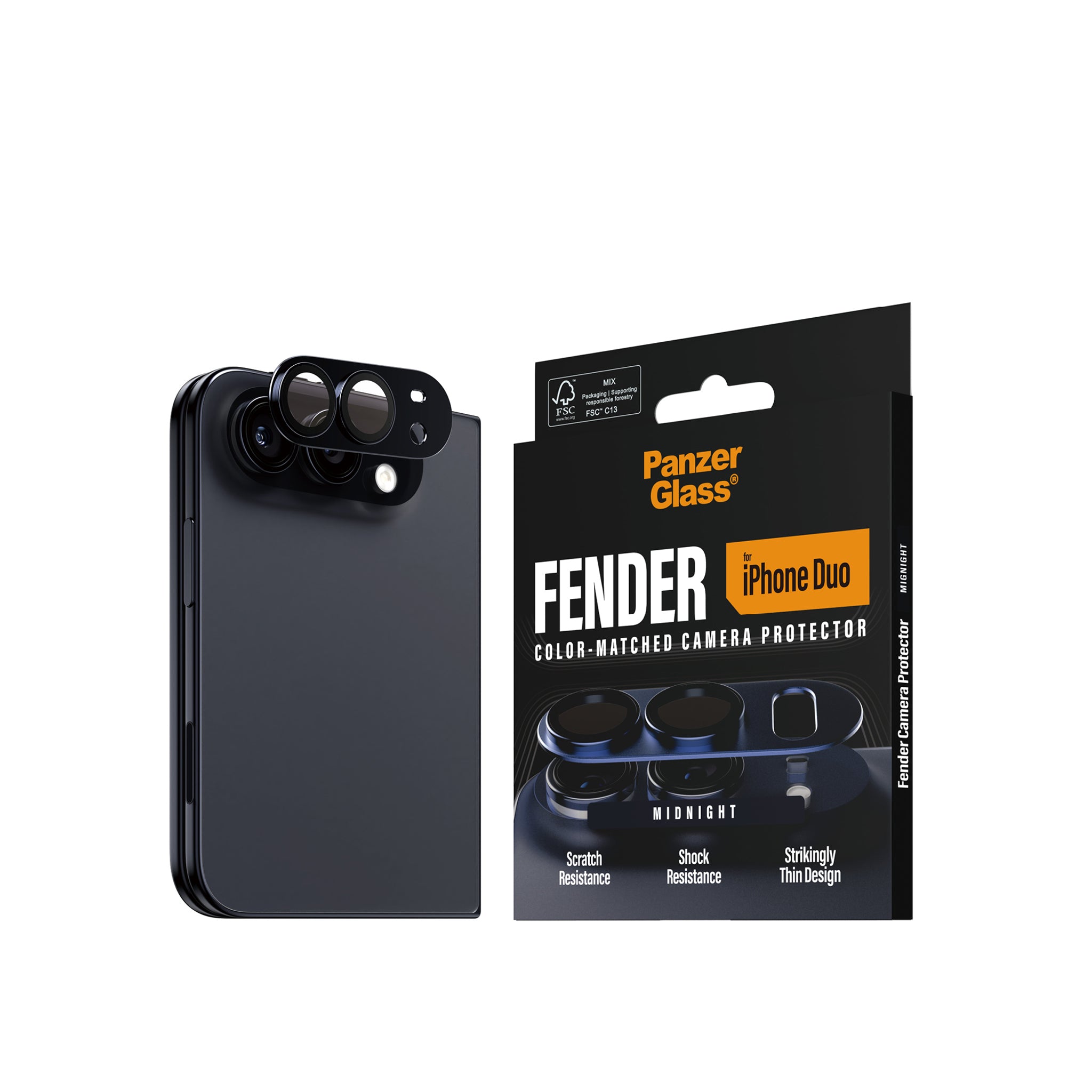 PanzerGlass® Fender Camera Lens Protector Midnight iPhone Duo