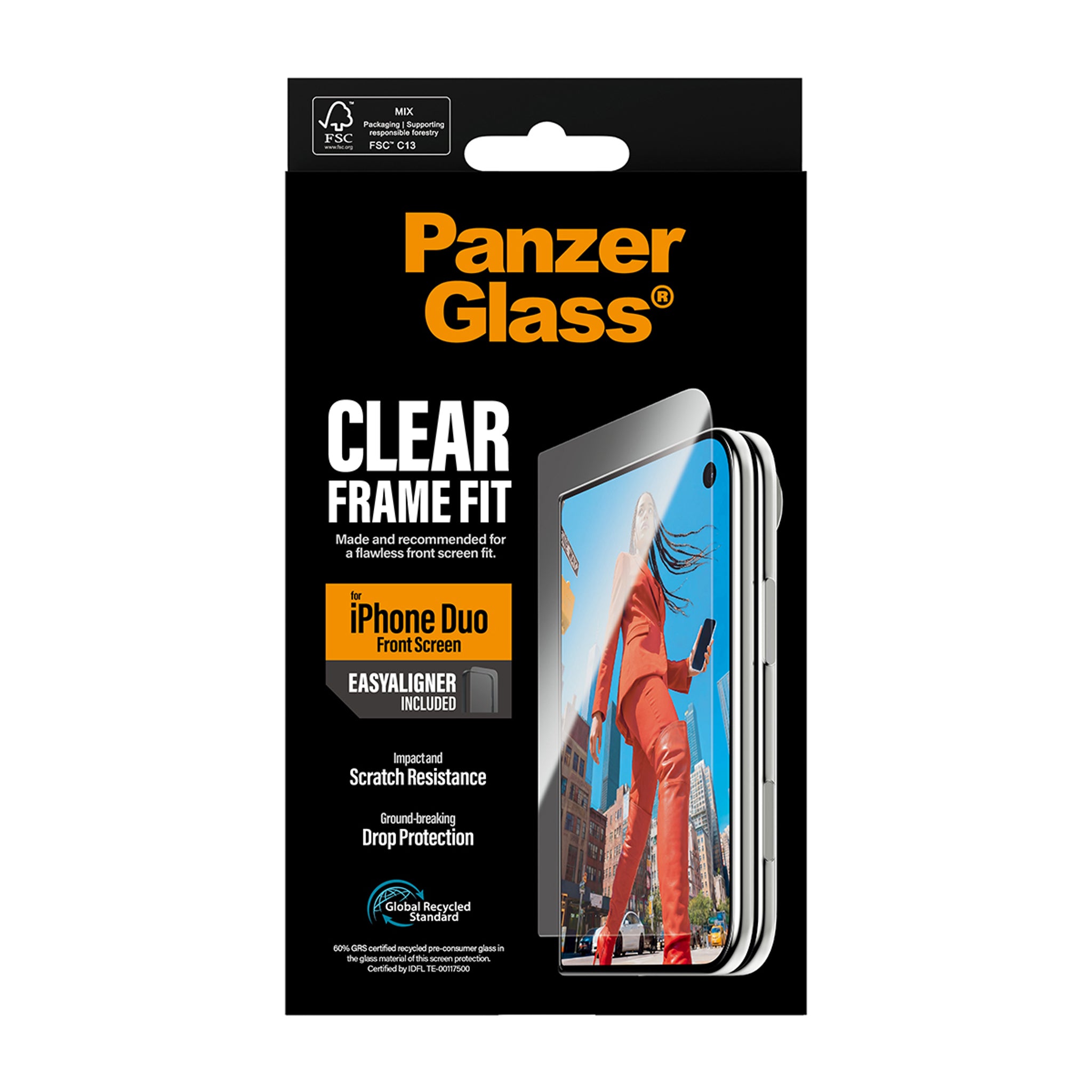 PanzerGlass® Front Screen Protector iPhone Duo | FRAME FIT w. EasyAligner