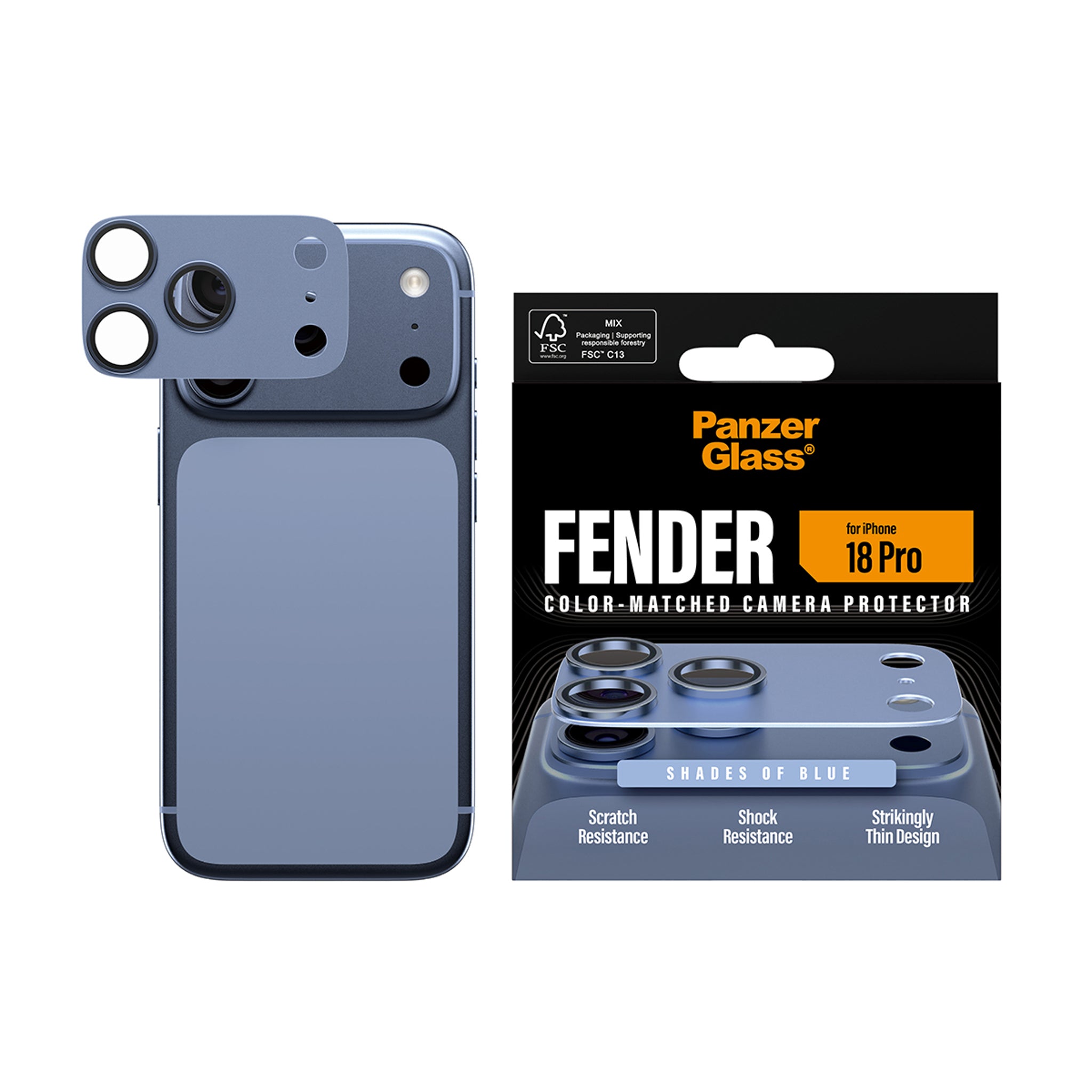 PanzerGlass® Fender Camera Lens Protector Shades of Blue iPhone 18 Pro