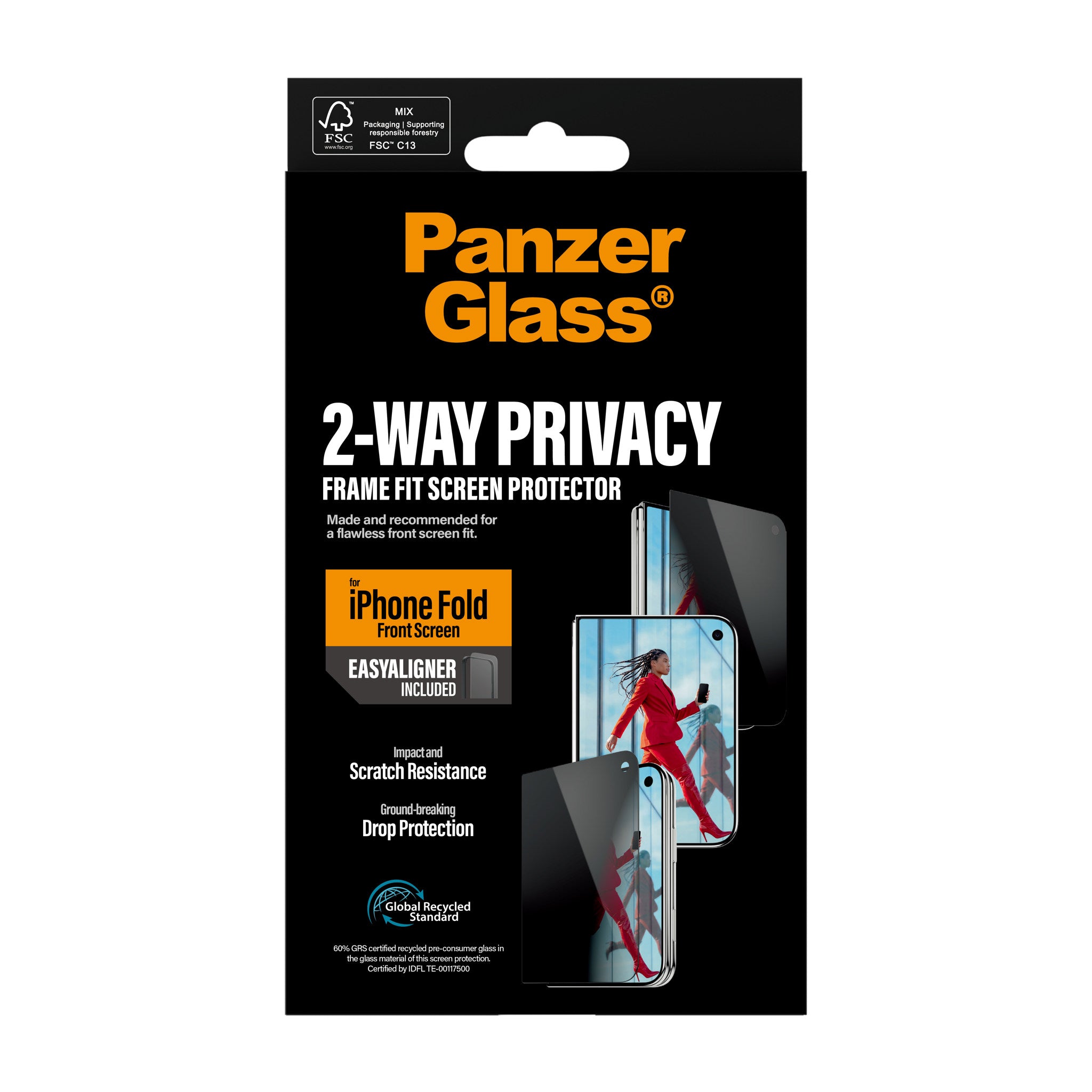 PanzerGlass® Privacy Front Screen Protector iPhone 2026 Fold | FRAME FIT w. EasyAligner