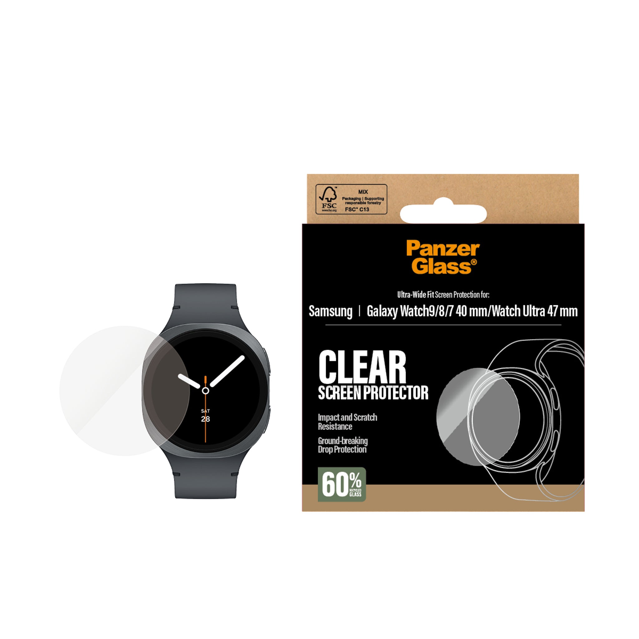 PanzerGlass® Screen Protector Samsung Galaxy Watch9 40mm | Watch8 40mm | Watch Ultra 47mm | Watch7 40mm