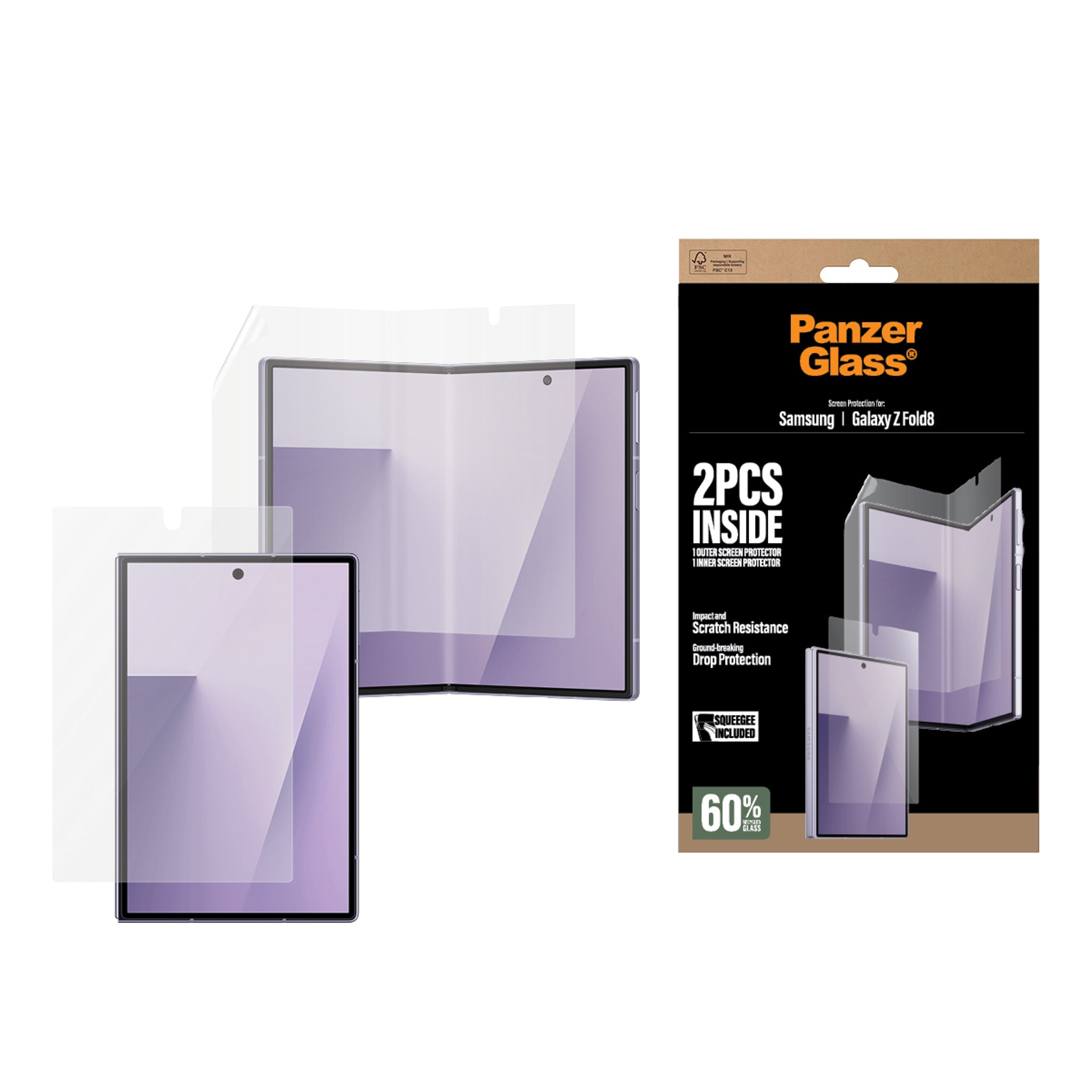 PanzerGlass® Sub Screen Protector & Main Film Screen Protector Samsung new Galaxy Z Fold7 | Classic Fit