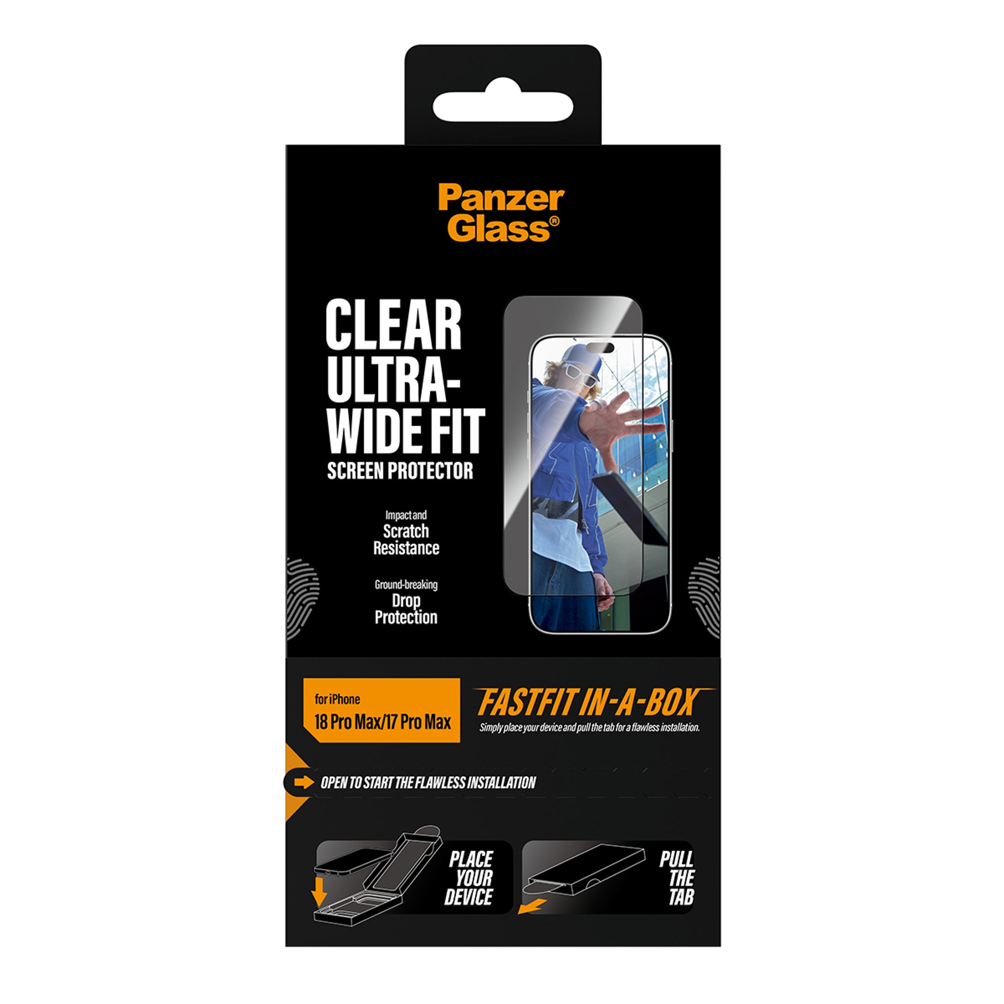 PanzerGlass® Screen Protector iPhone 18 Pro Max | 17 Pro Max | Ultra-Wide Fit w. FASTFIT IN-A-BOX