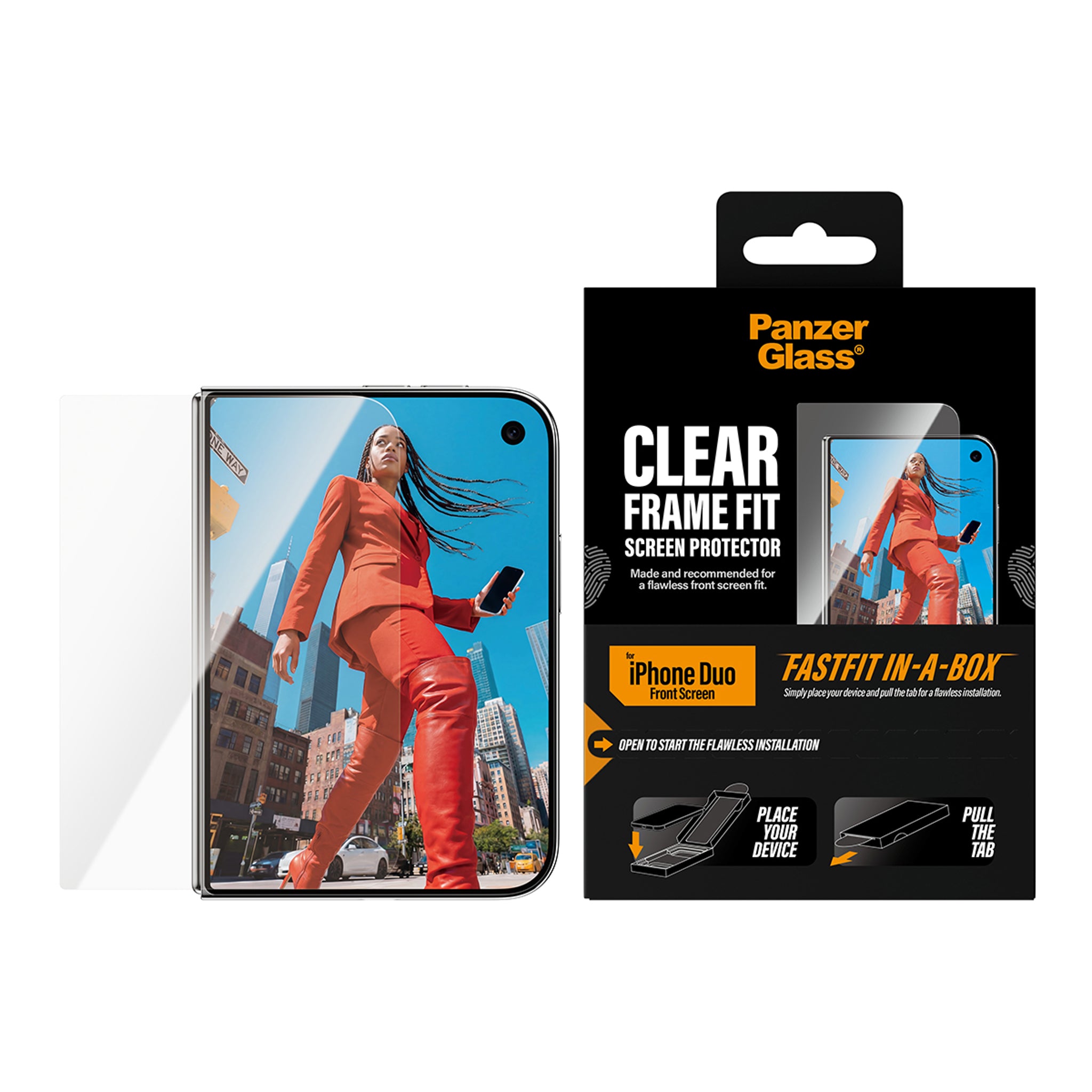 PanzerGlass® Front Screen Protector iPhone Duo | FRAME FIT w. FASTFIT IN-A-BOX