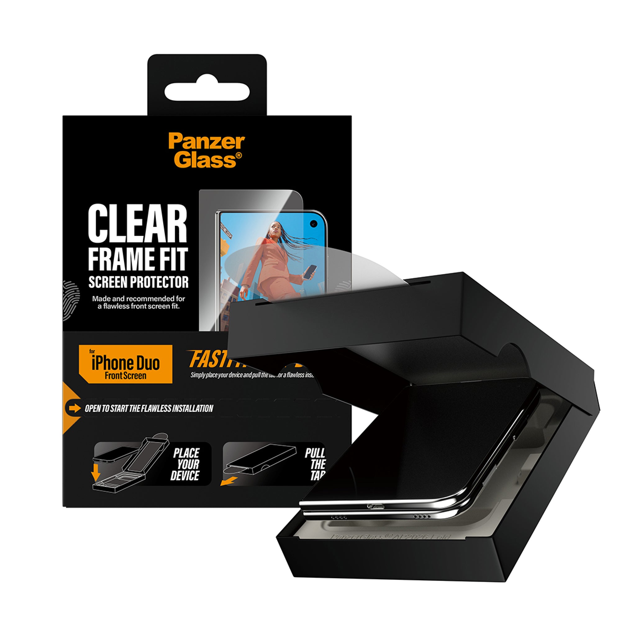 PanzerGlass® Front Screen Protector iPhone Duo | FRAME FIT w. FASTFIT IN-A-BOX
