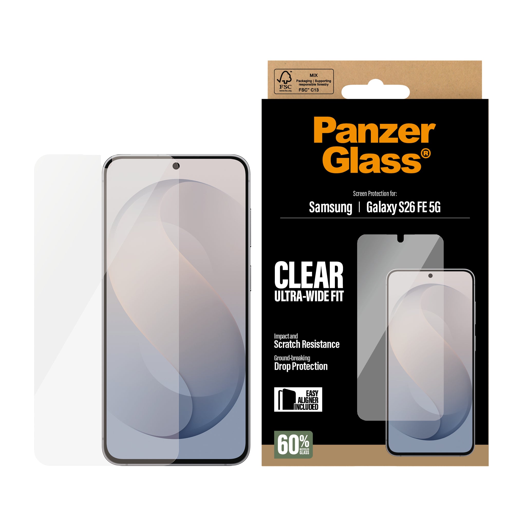 PanzerGlass® Screen Protector Samsung Galaxy S26 FE 5G | Ultra-Wide Fit w. EasyAligner