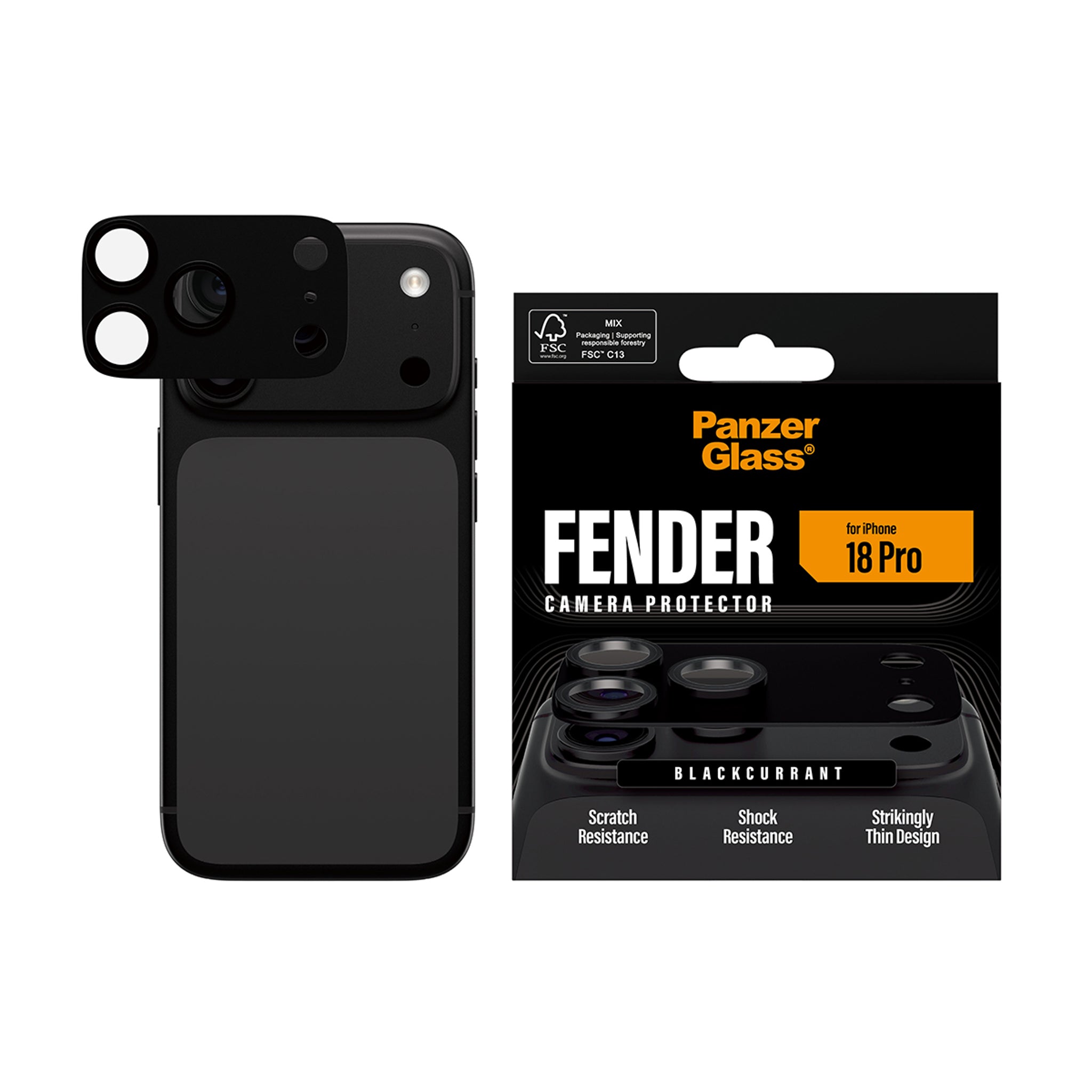 PanzerGlass® Fender Camera Lens Protector Blackcurrant iPhone 18 Pro
