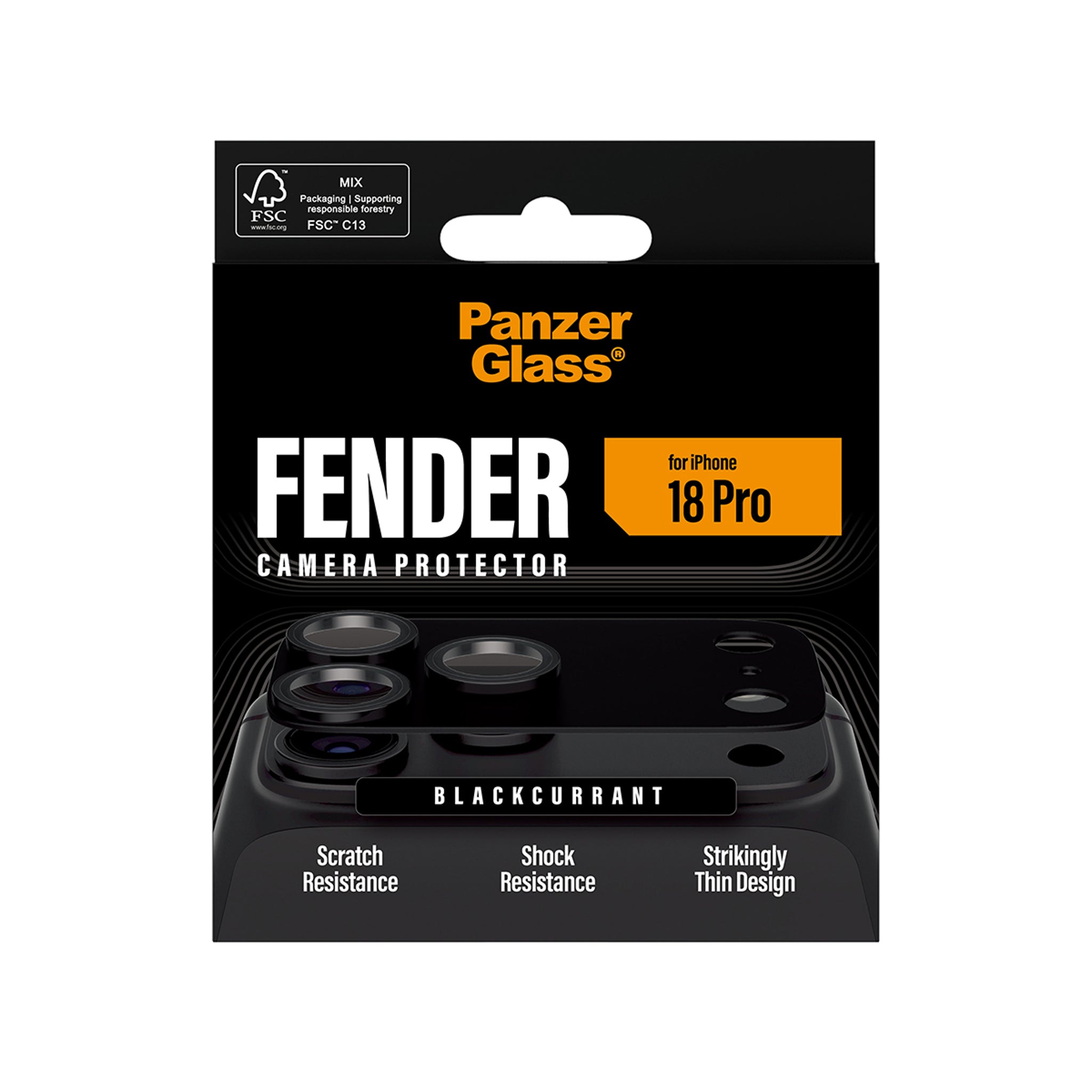 PanzerGlass® Fender Camera Lens Protector Blackcurrant iPhone 18 Pro