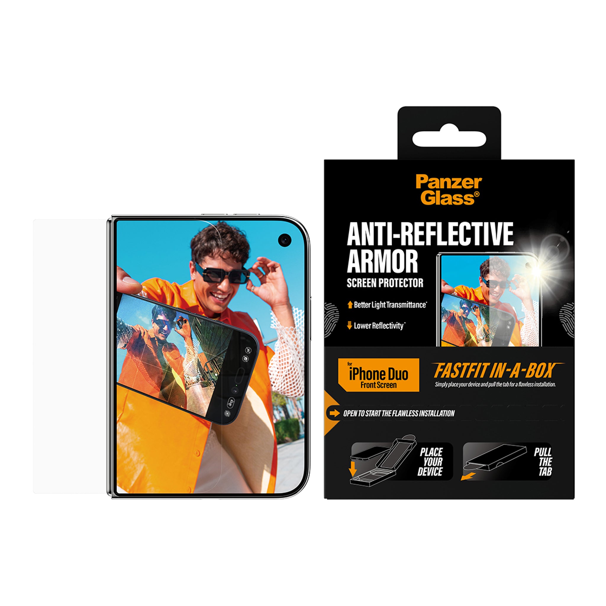 PanzerGlass® Anti-reflective Armor Front Screen Protector iPhone Duo | FRAME FIT w. FASTFIT IN-A-BOX