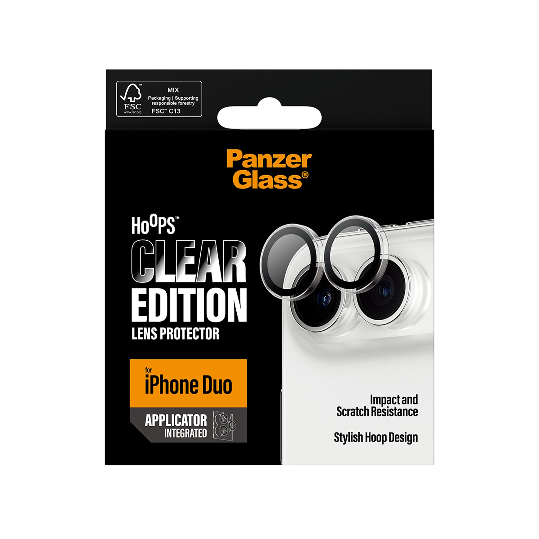 PanzerGlass® Hoops® Camera Lens Protector Transparent iPhone Duo