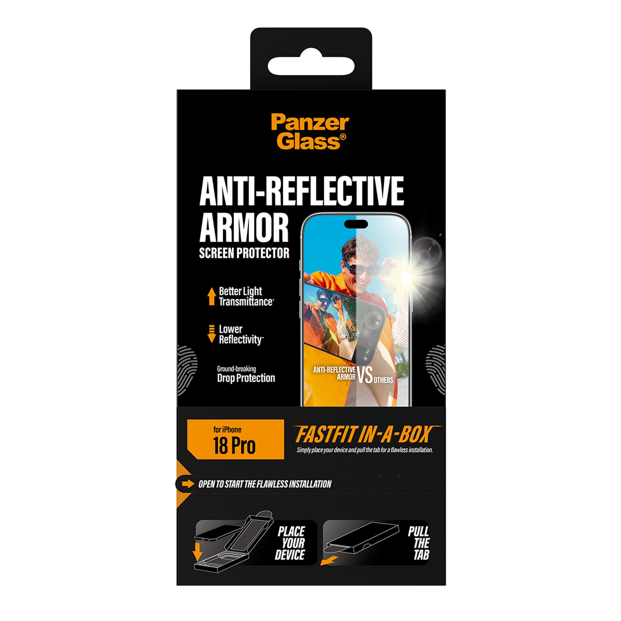 PanzerGlass® Anti-reflective Armor Screen Protector iPhone 18 Pro w. FASTFIT IN-A-BOX