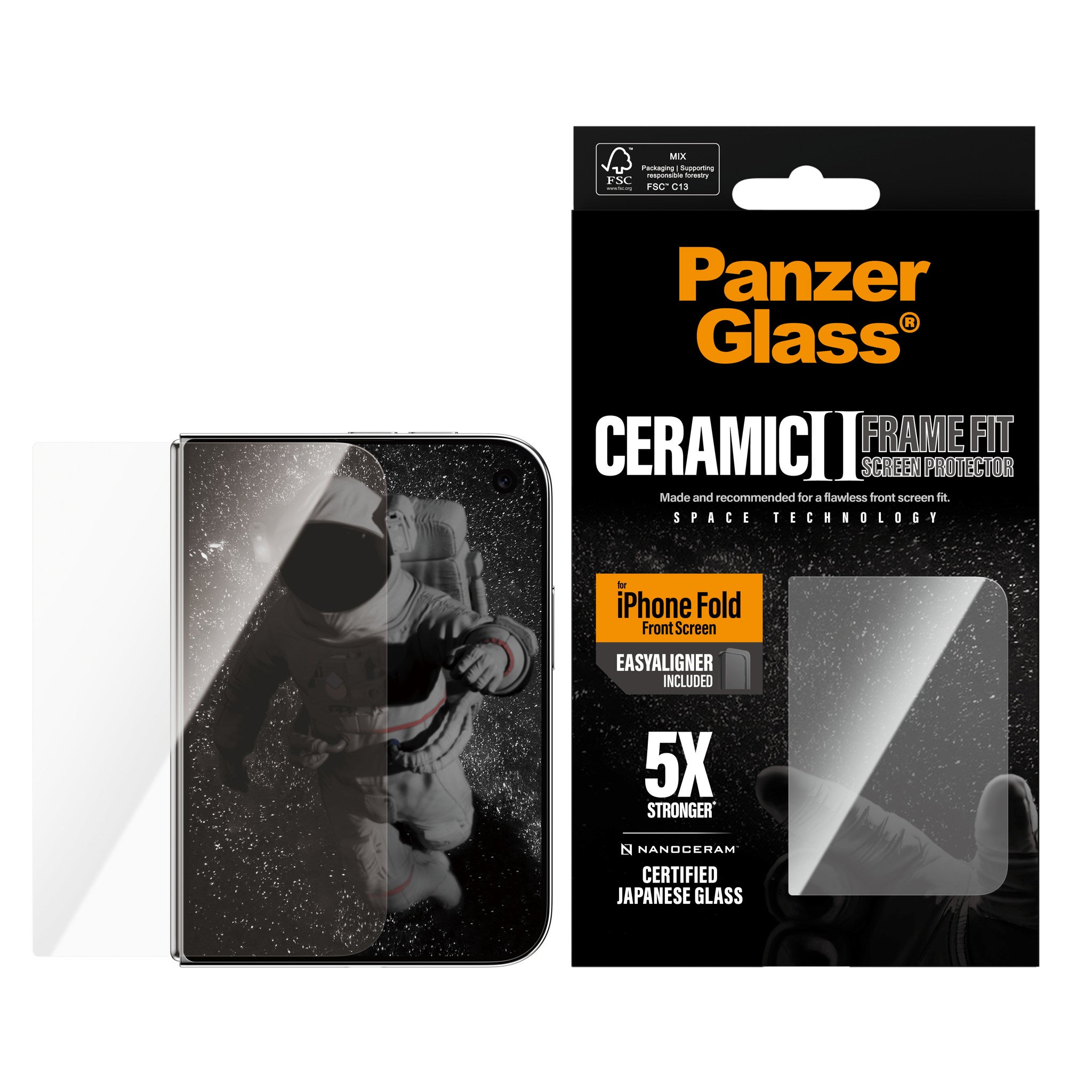 PanzerGlass® Ceramic Front Screen Protector iPhone 2026 Fold | FRAME FIT w. EasyAligner