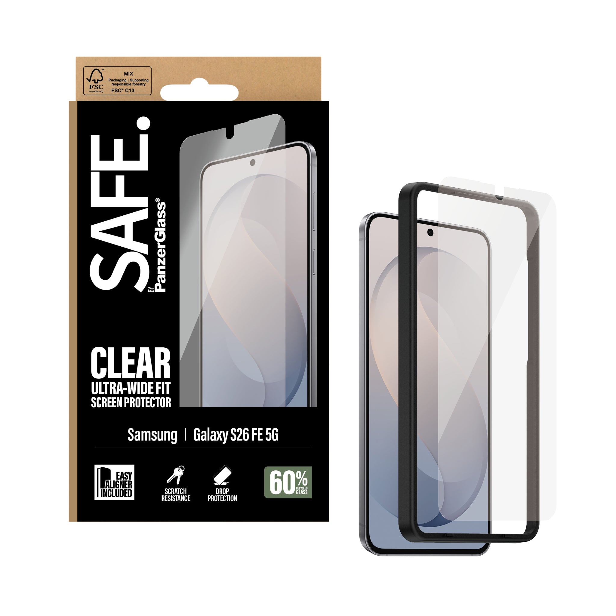 SAFE. by PanzerGlass® Samsung Galaxy S26 FE 5G | Ultra-Wide Fit w. EasyAligner
