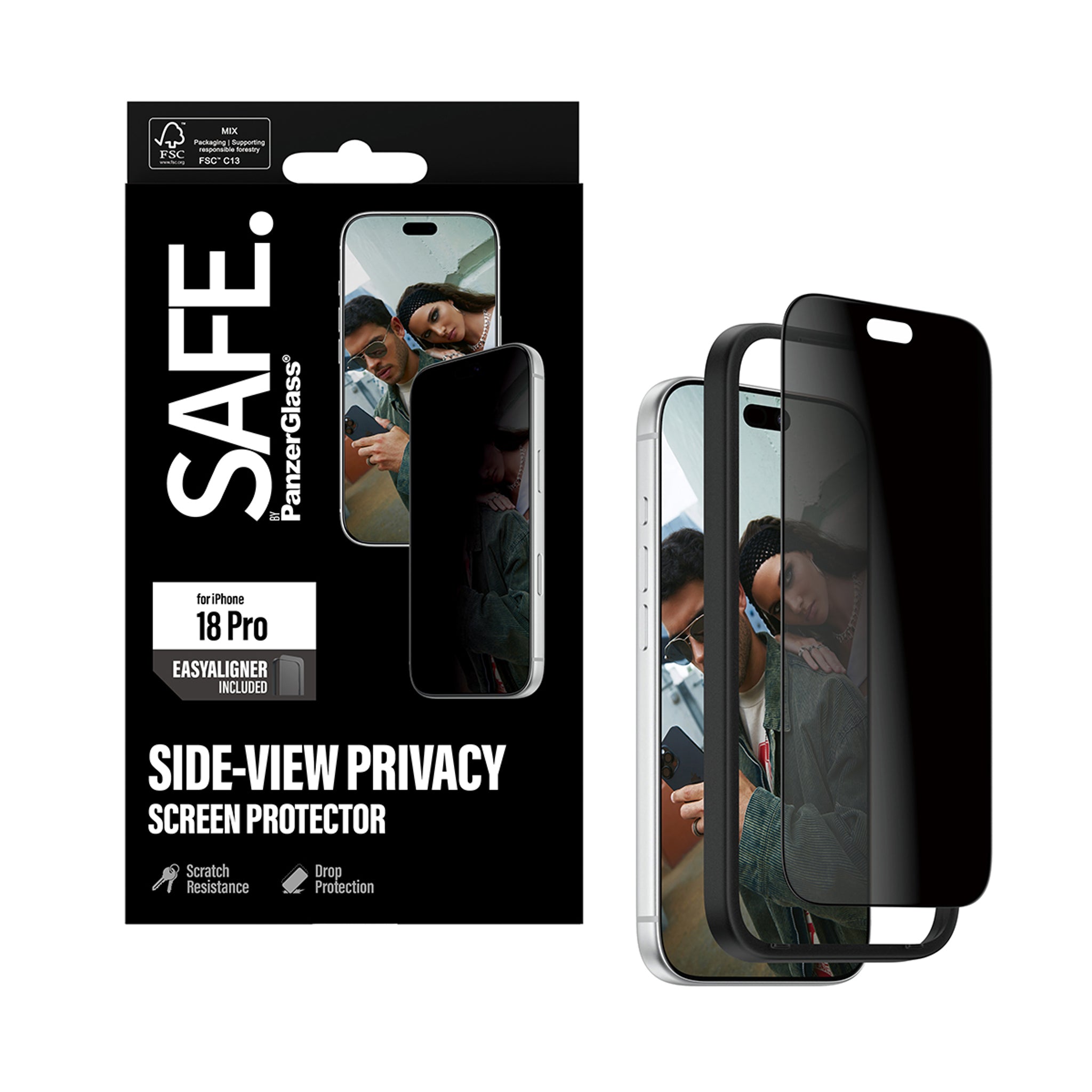 SAFE. by PanzerGlass® Privacy Screen Protector iPhone 18 Pro | Ultra-Wide Fit m. EasyAligner
