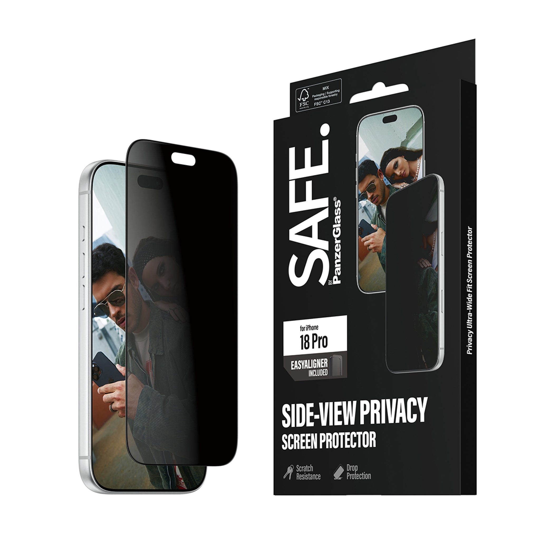 SAFE. by PanzerGlass® Privacy Screen Protector iPhone 18 Pro | Ultra-Wide Fit m. EasyAligner