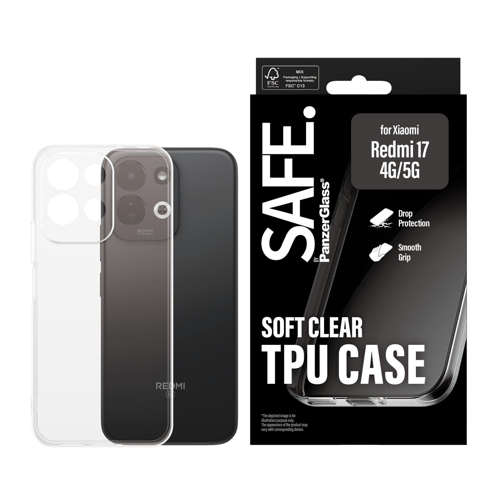 SAFE. by PanzerGlass® TPU Case Transparent Xiaomi Redmi 17 4G | 17 5G