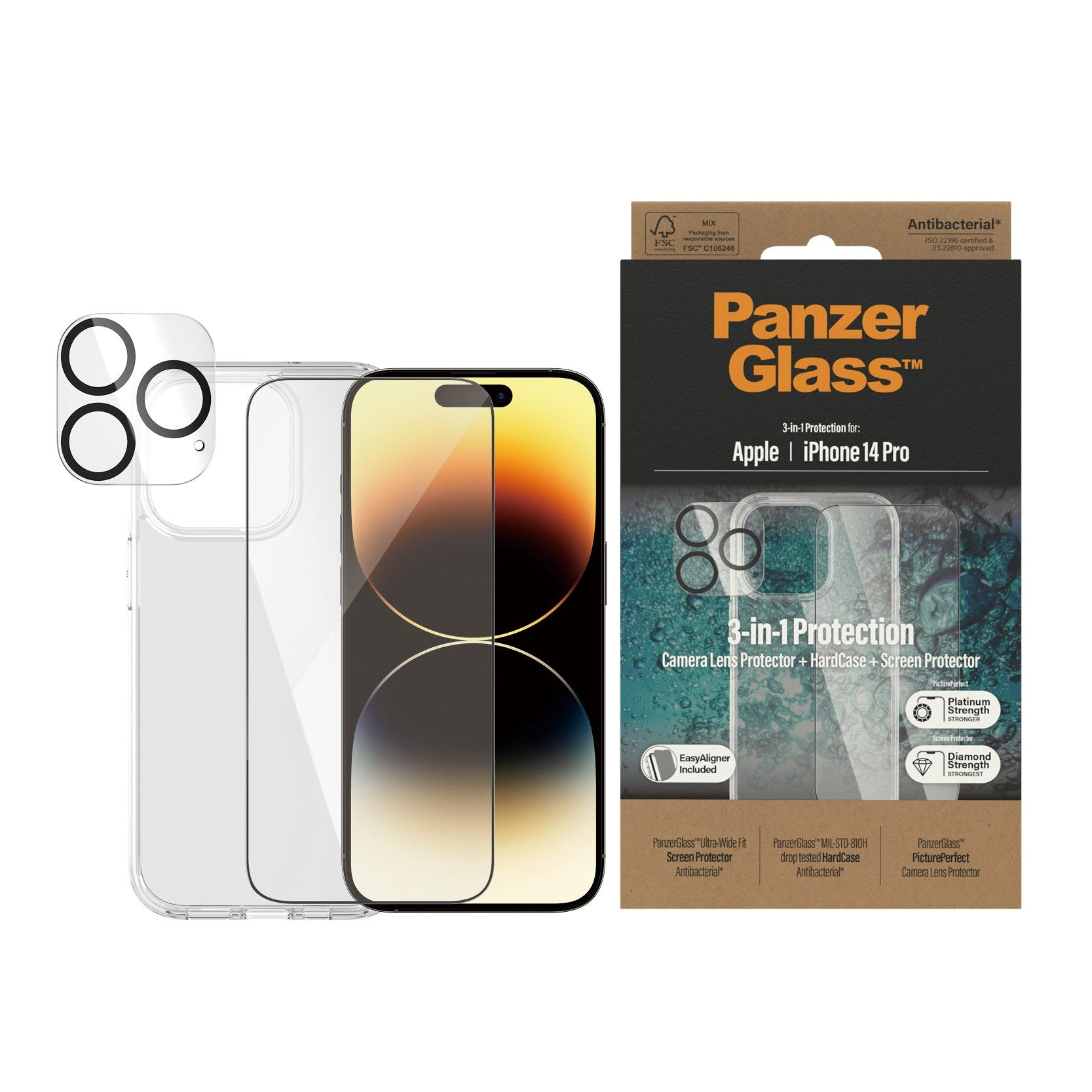 PanzerGlass® 3-in-1 Pack iPhone 14 Pro