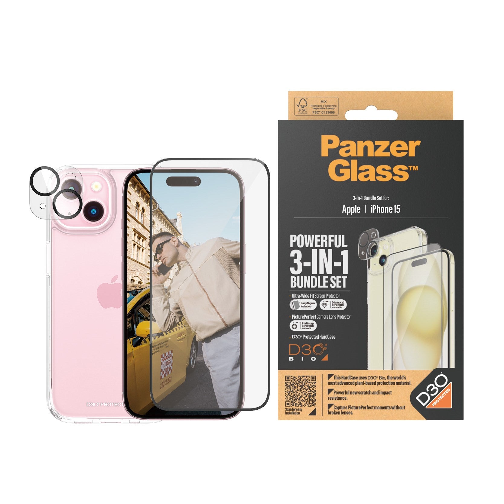 PanzerGlass® 3-in-1 Pack iPhone 15